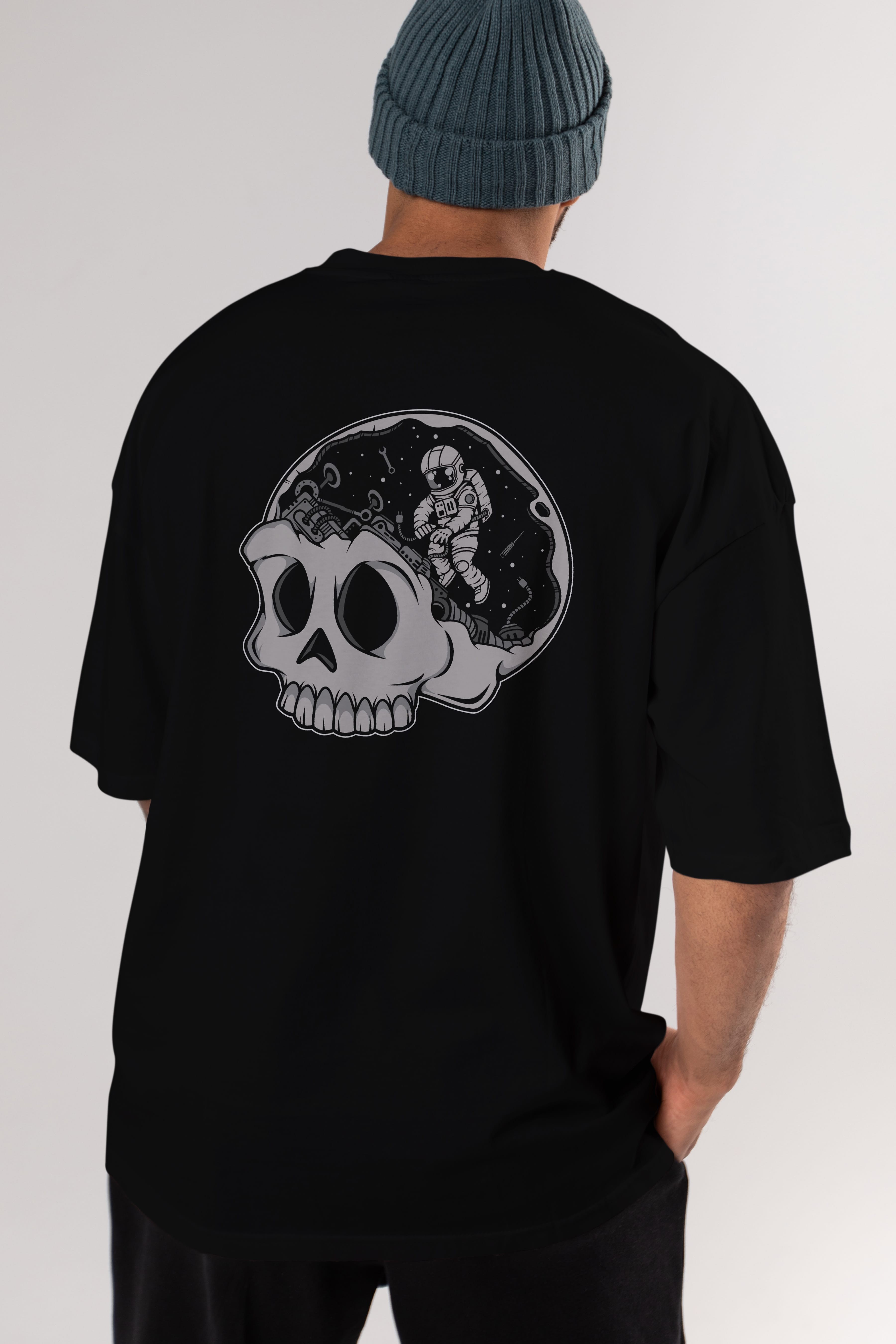 Astronaut Skull Brain Arka Baskılı Oversize t-shirt Erkek Kadın Unisex