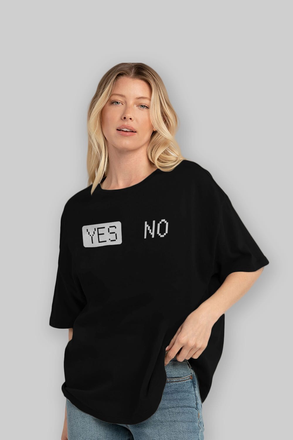 Yes No Ön Baskılı Oversize t-shirt %100 pamuk Erkek Kadın Unisex