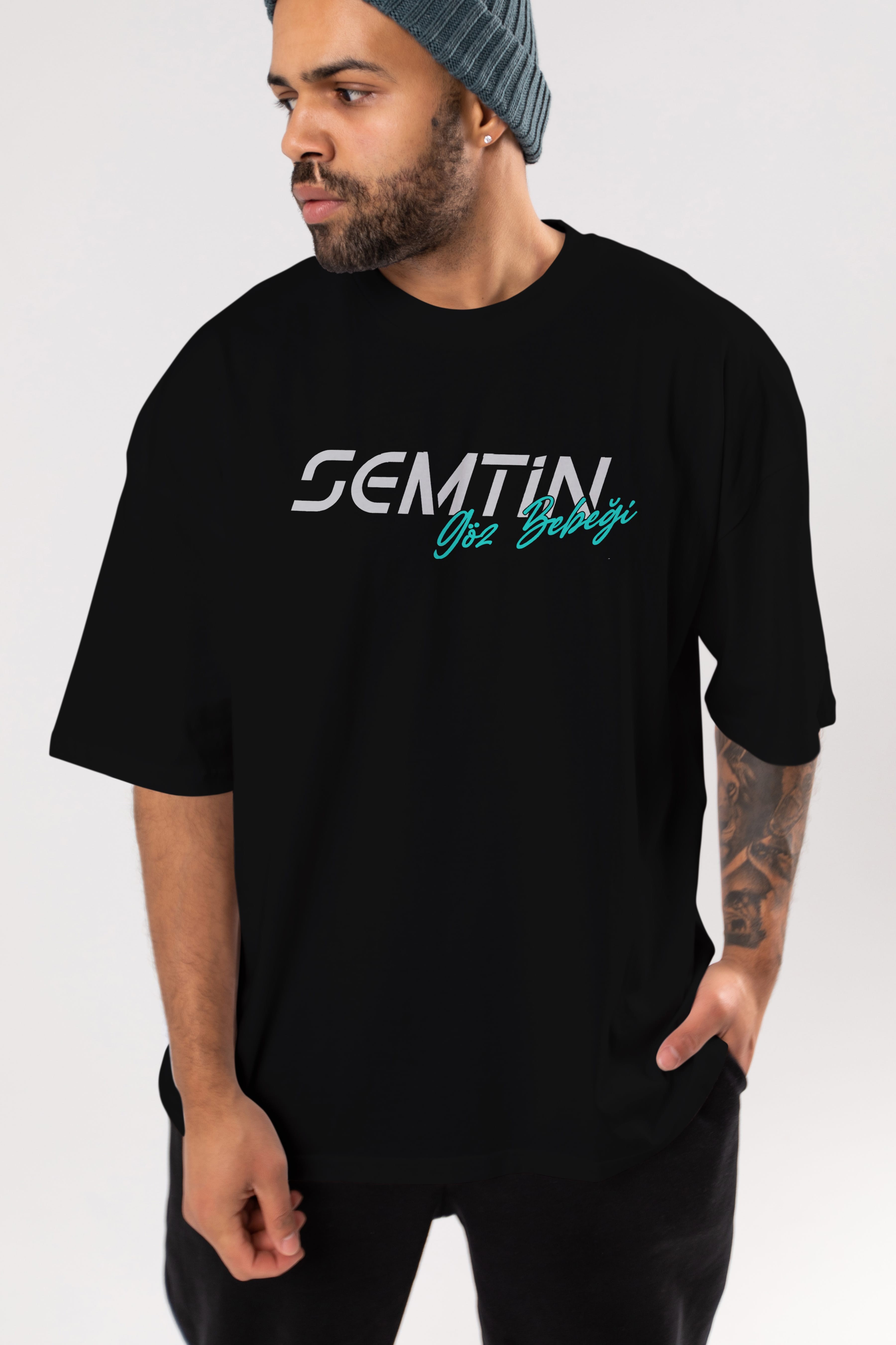 Semtin Göz Bebeği Ön Baskılı Oversize t-shirt %100 pamuk Erkek Kadın Unisex