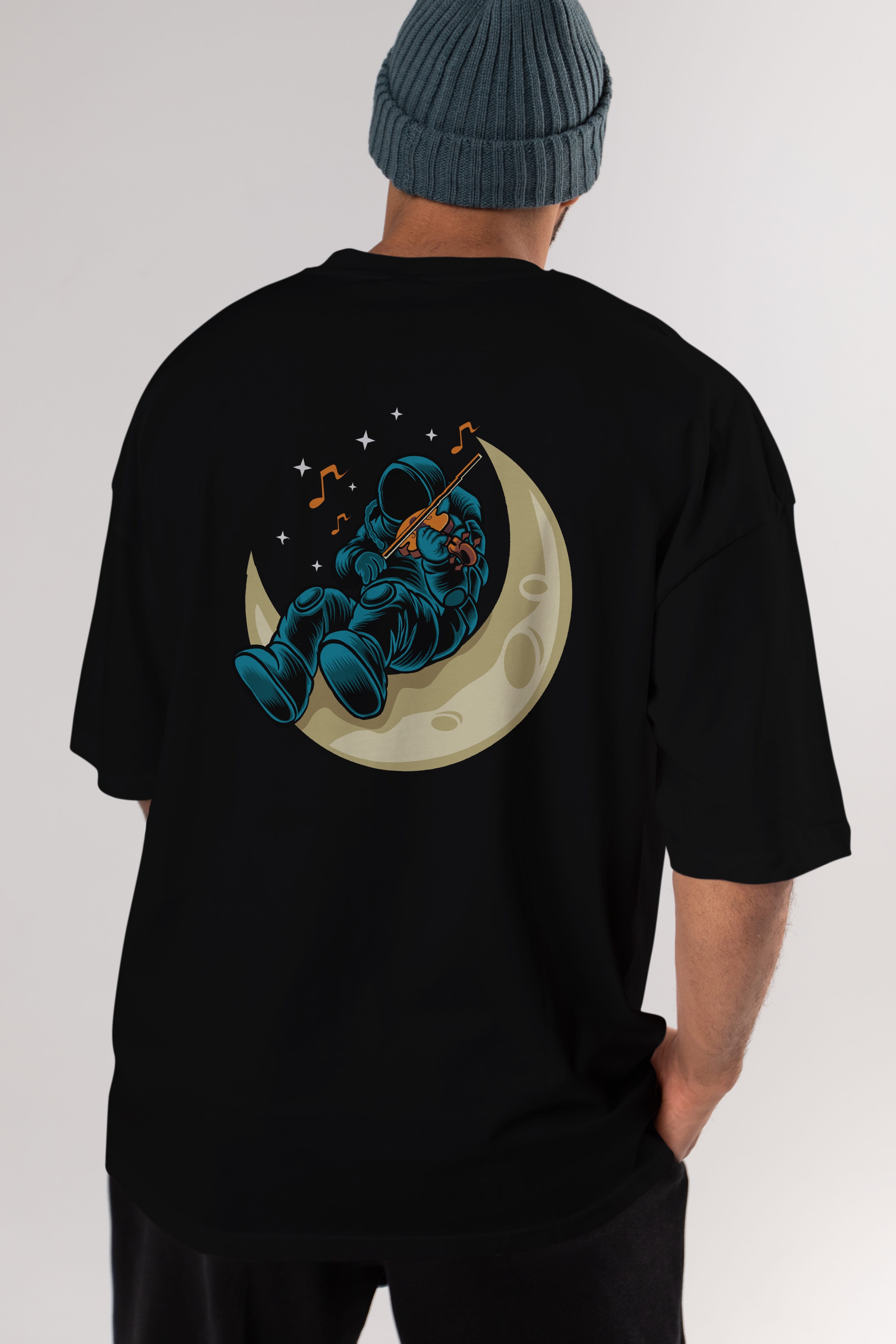 Playing Vionist in Space Arka Baskılı Oversize t-shirt Erkek Kadın Unisex