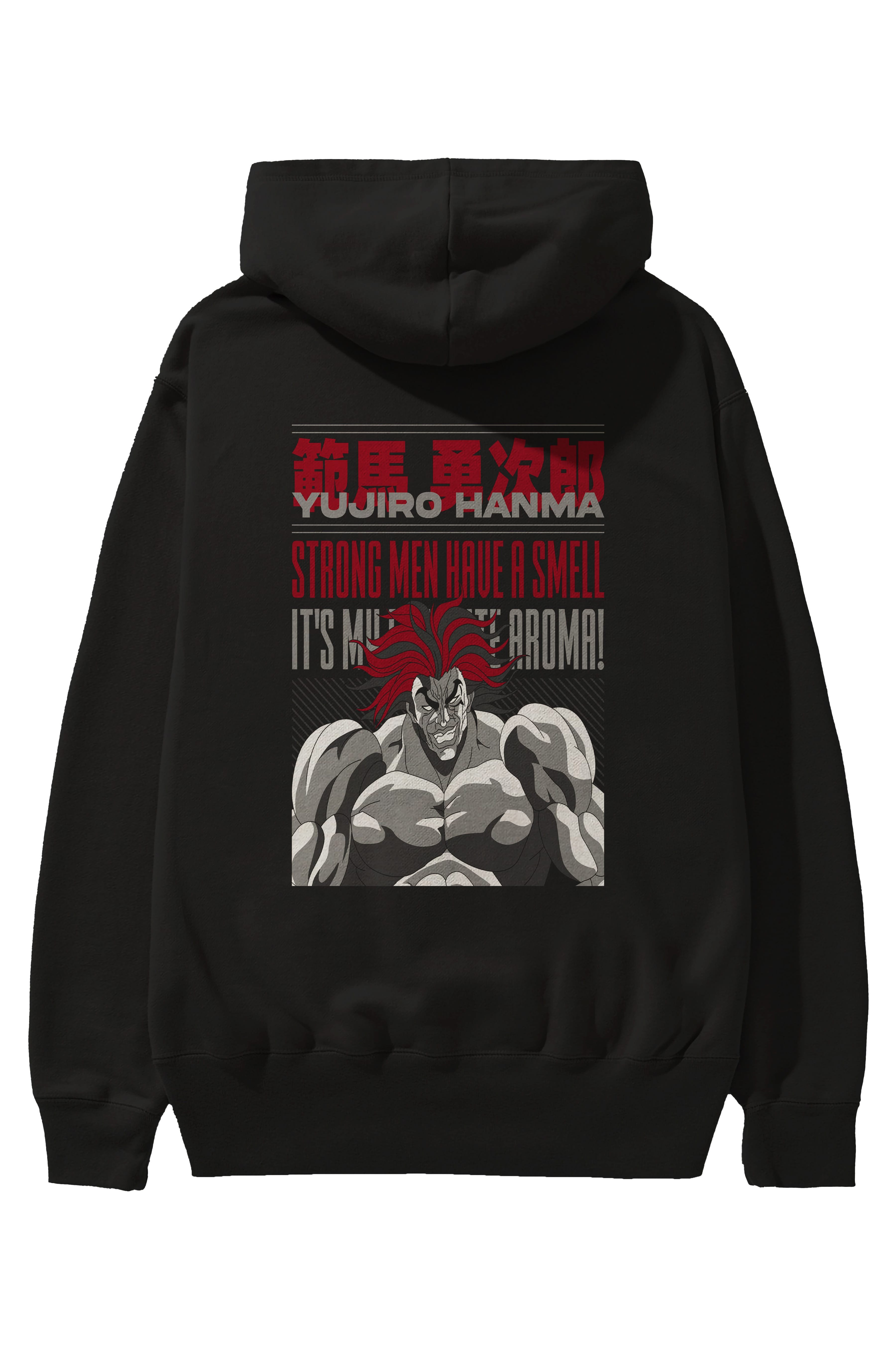 YUJIRO HANMA Anime Arka Baskılı Hoodie Oversize Kapüşonlu Sweatshirt Erkek Kadın Unisex