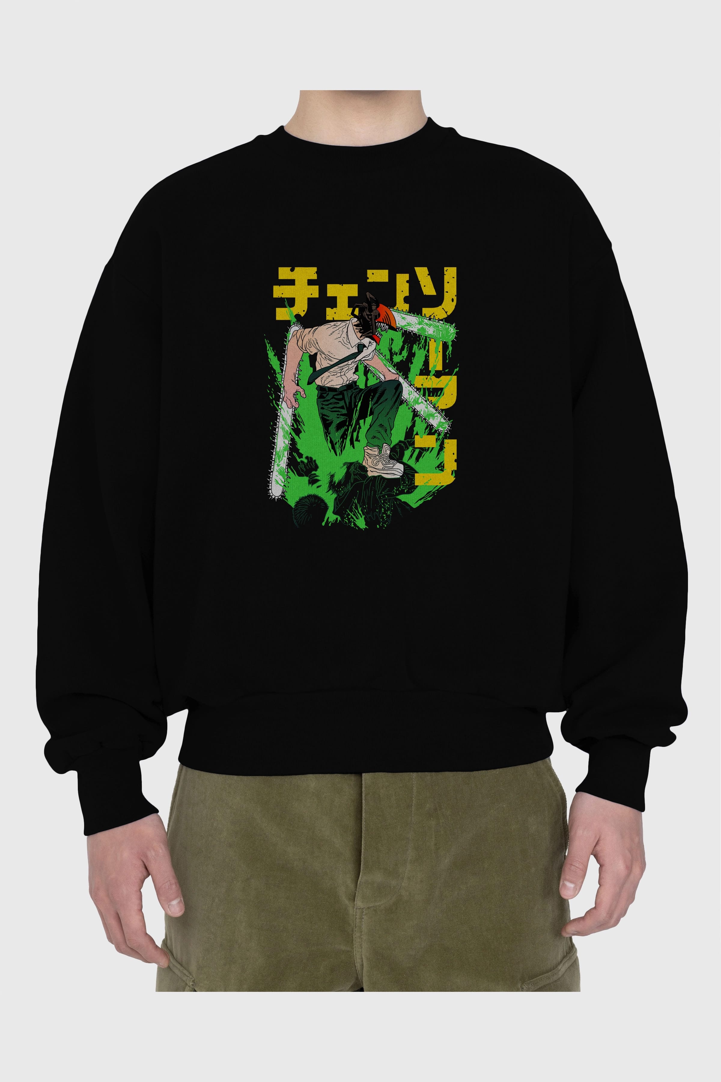 CHAINSAWMAN DENJI Anime Ön Baskılı Oversize Sweatshirt Erkek Kadın Unisex