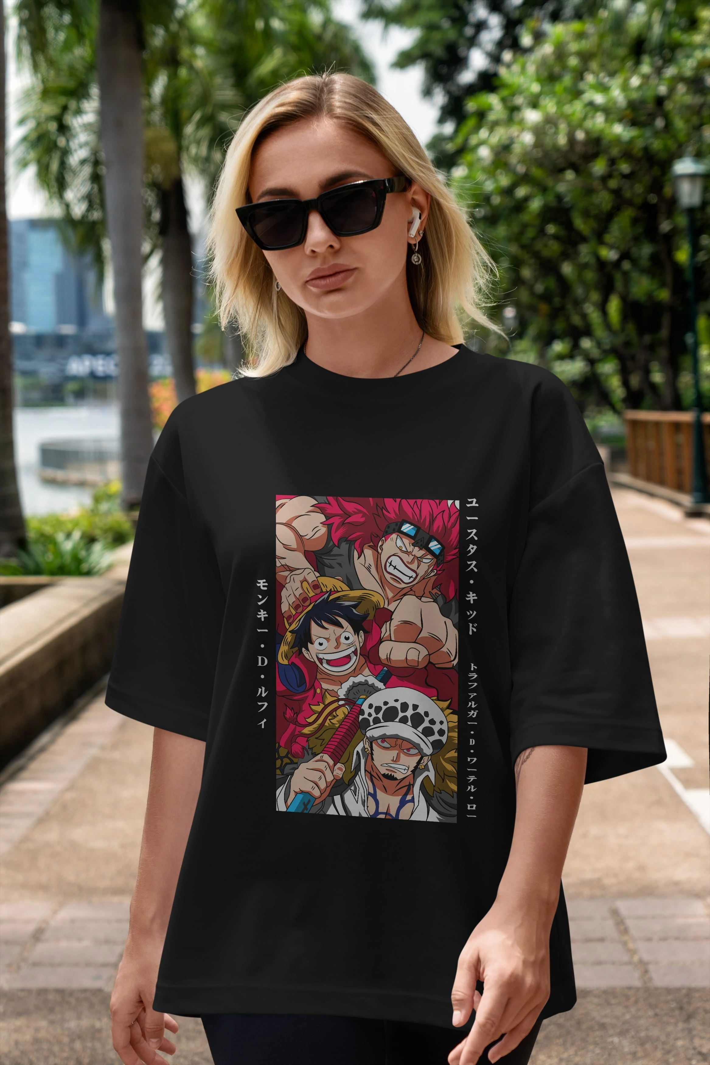SUPER NOVAS one piece Anime Ön Baskılı Oversize t-shirt %100 pamuk Erkek Kadın Unisex