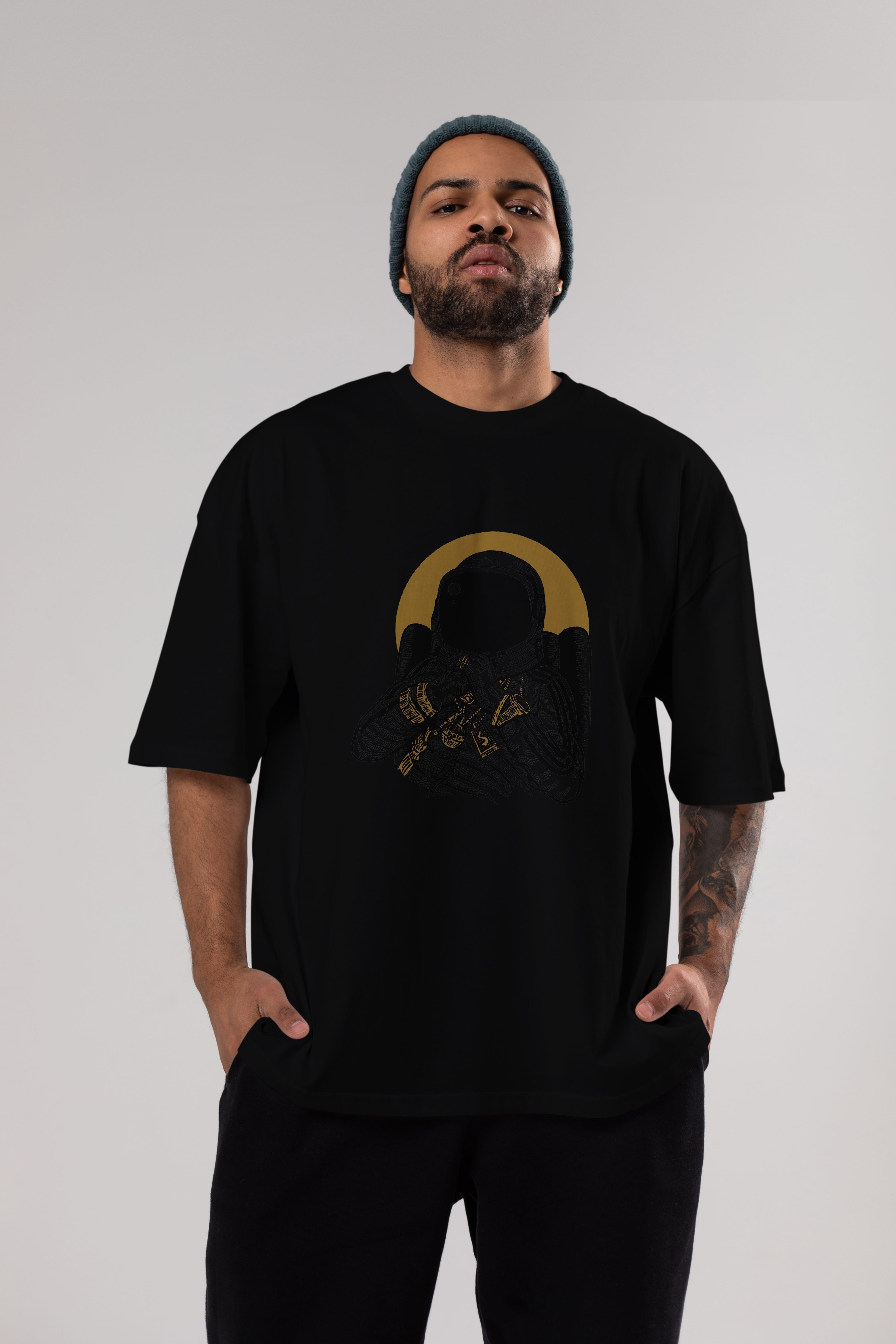 Space Dee Jay Ön Baskılı Oversize t-shirt Erkek Kadın Unisex %100 Pamuk tişort