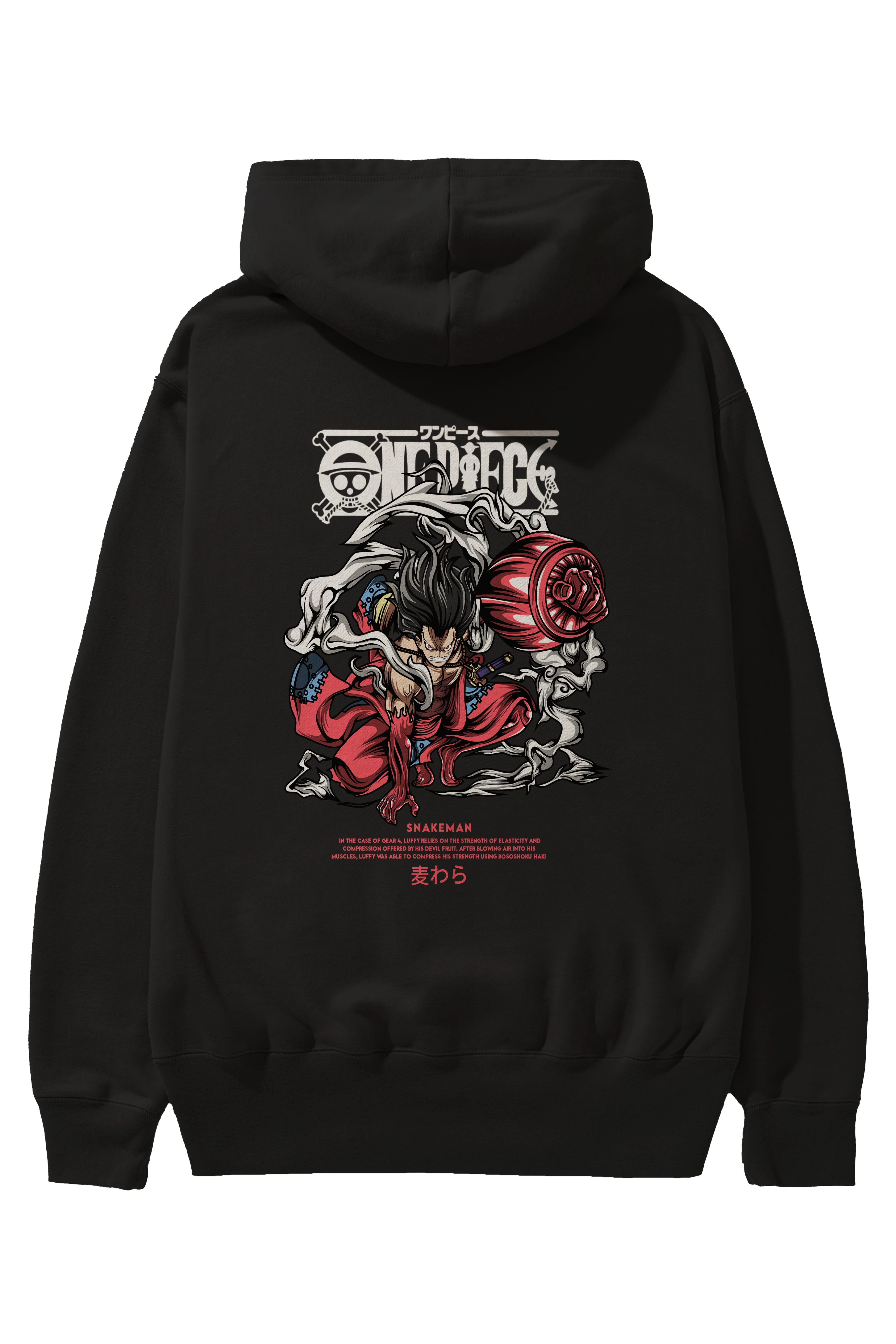 One Piece Snakeman Anime Arka Baskılı Hoodie Oversize Kapüşonlu Sweatshirt Erkek Kadın Unisex