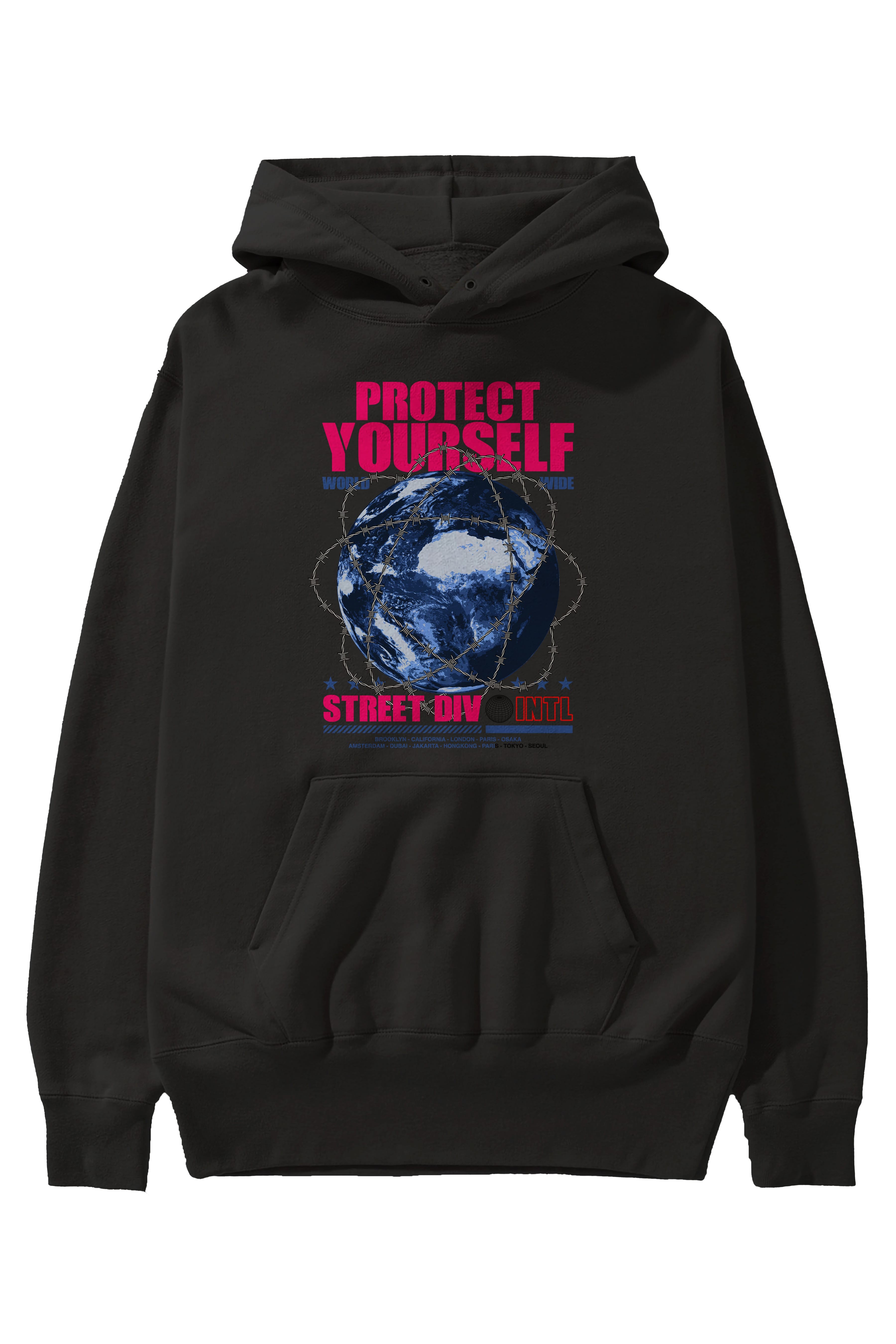 Protect Yourself Ön Baskılı Hoodie Oversize Kapüşonlu Sweatshirt Erkek Kadın Unisex