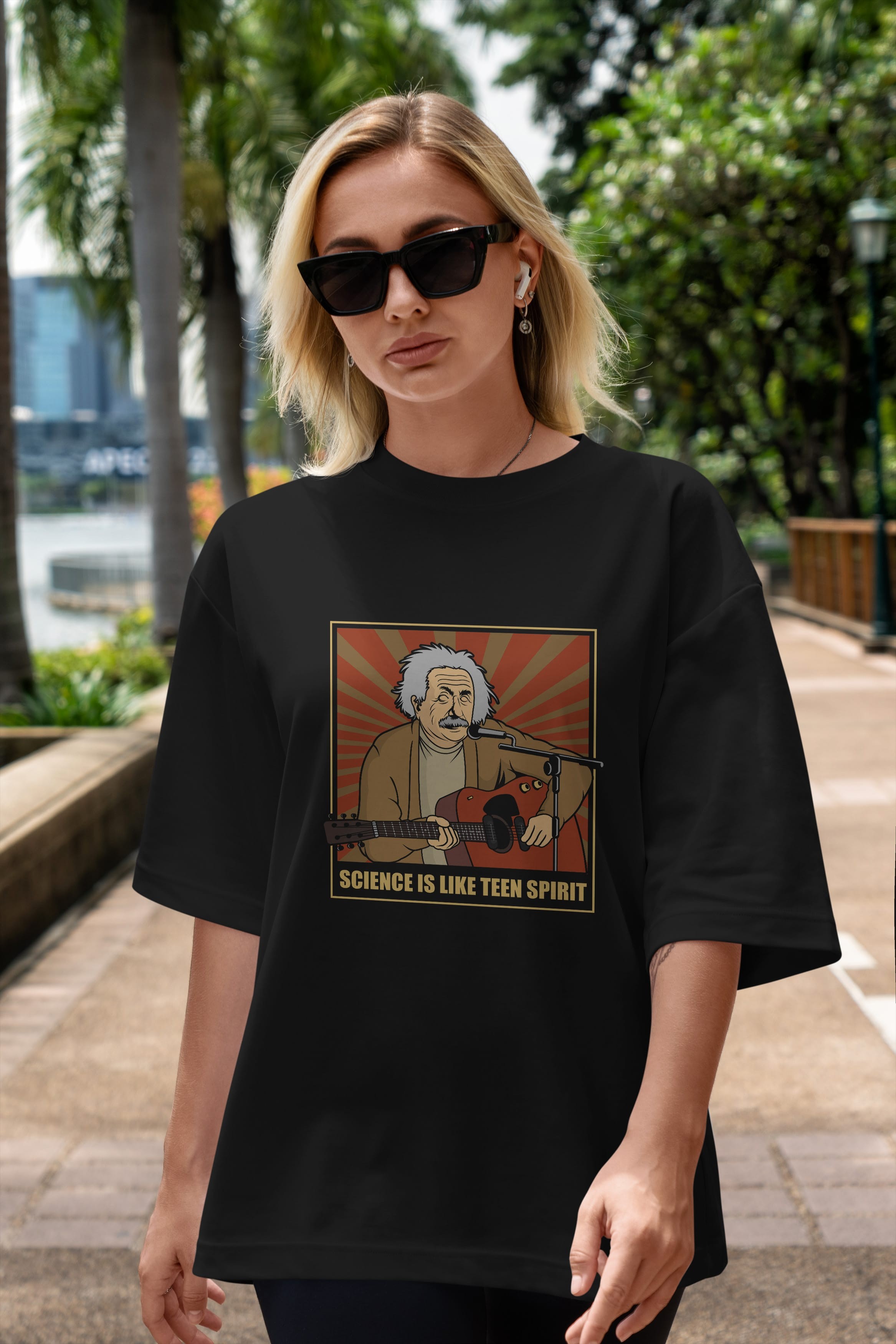 Kurt Einstein Ön Baskılı Oversize t-shirt Erkek Kadın Unisex %100 Pamuk tişort