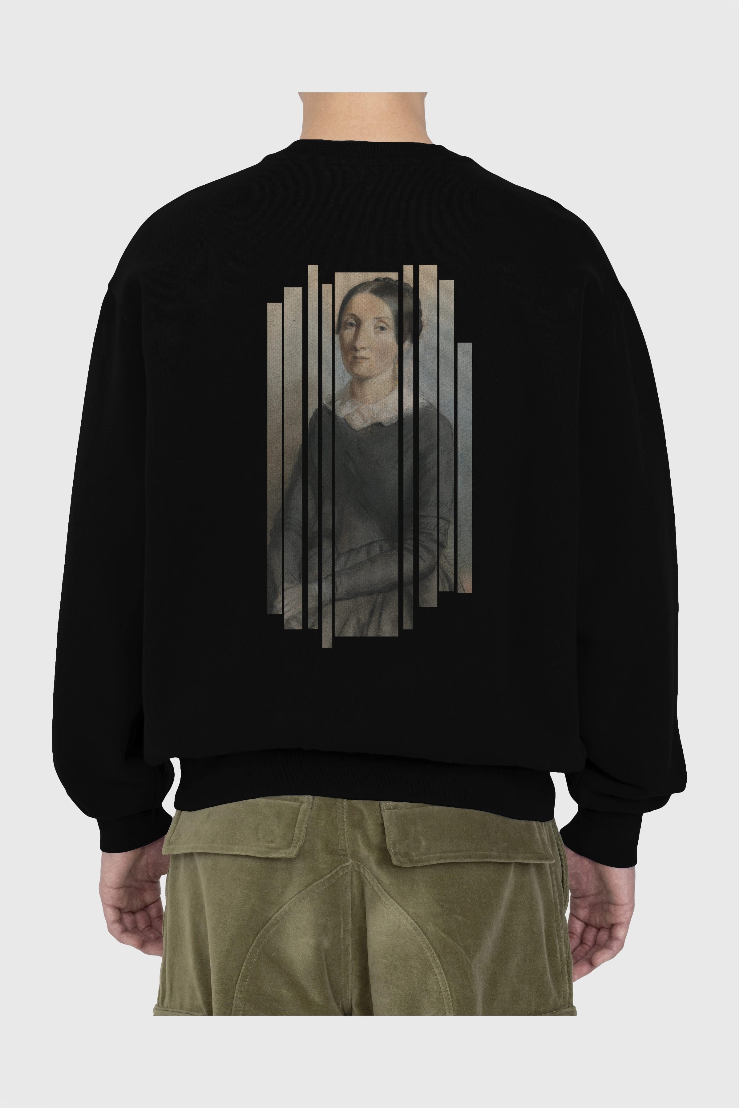Retro Portre Arka Baskılı Oversize Sweatshirt Erkek Kadın Unisex