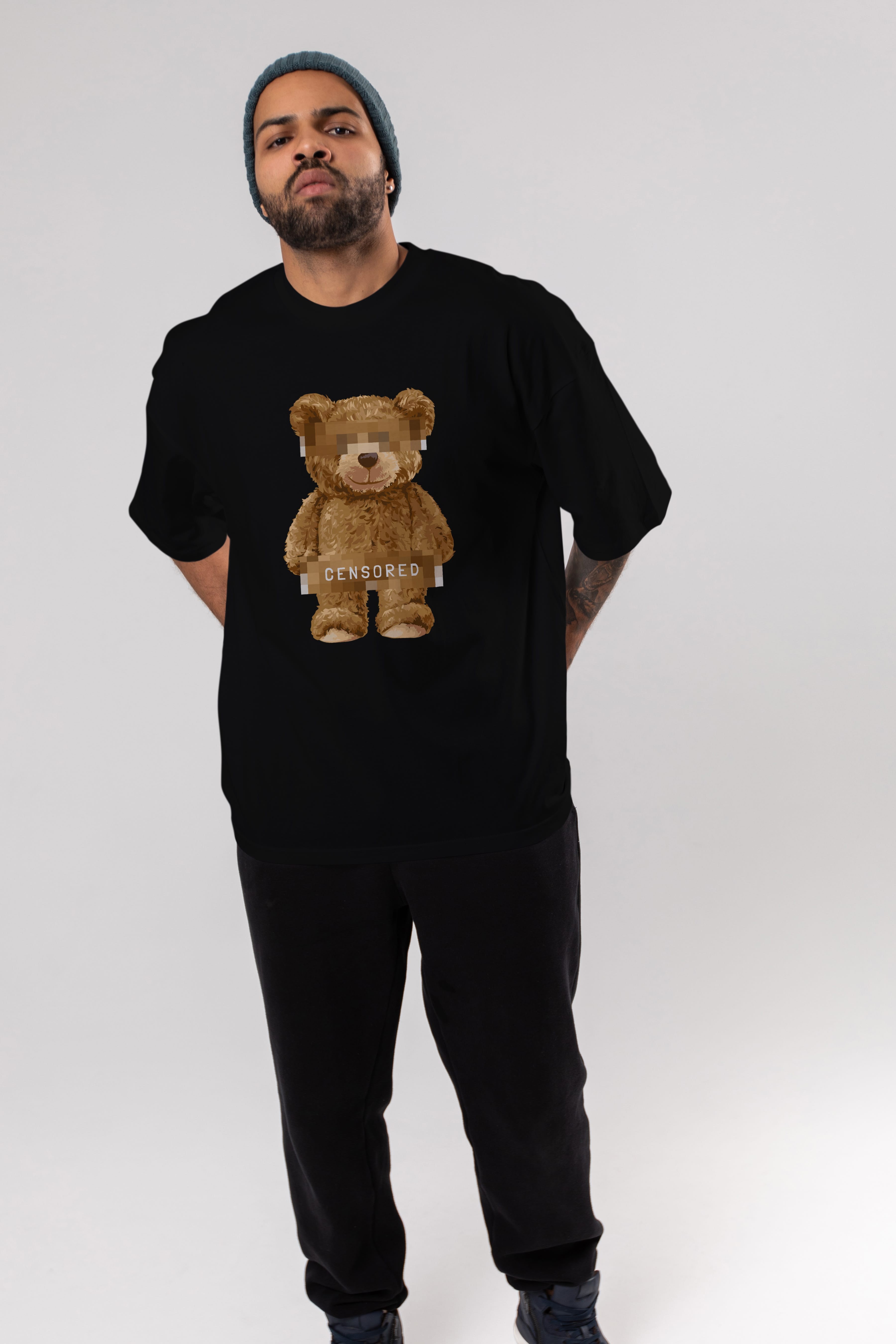 Teddy Bear Censored Ön Baskılı Oversize t-shirt Erkek Kadın Unisex %100 Pamuk