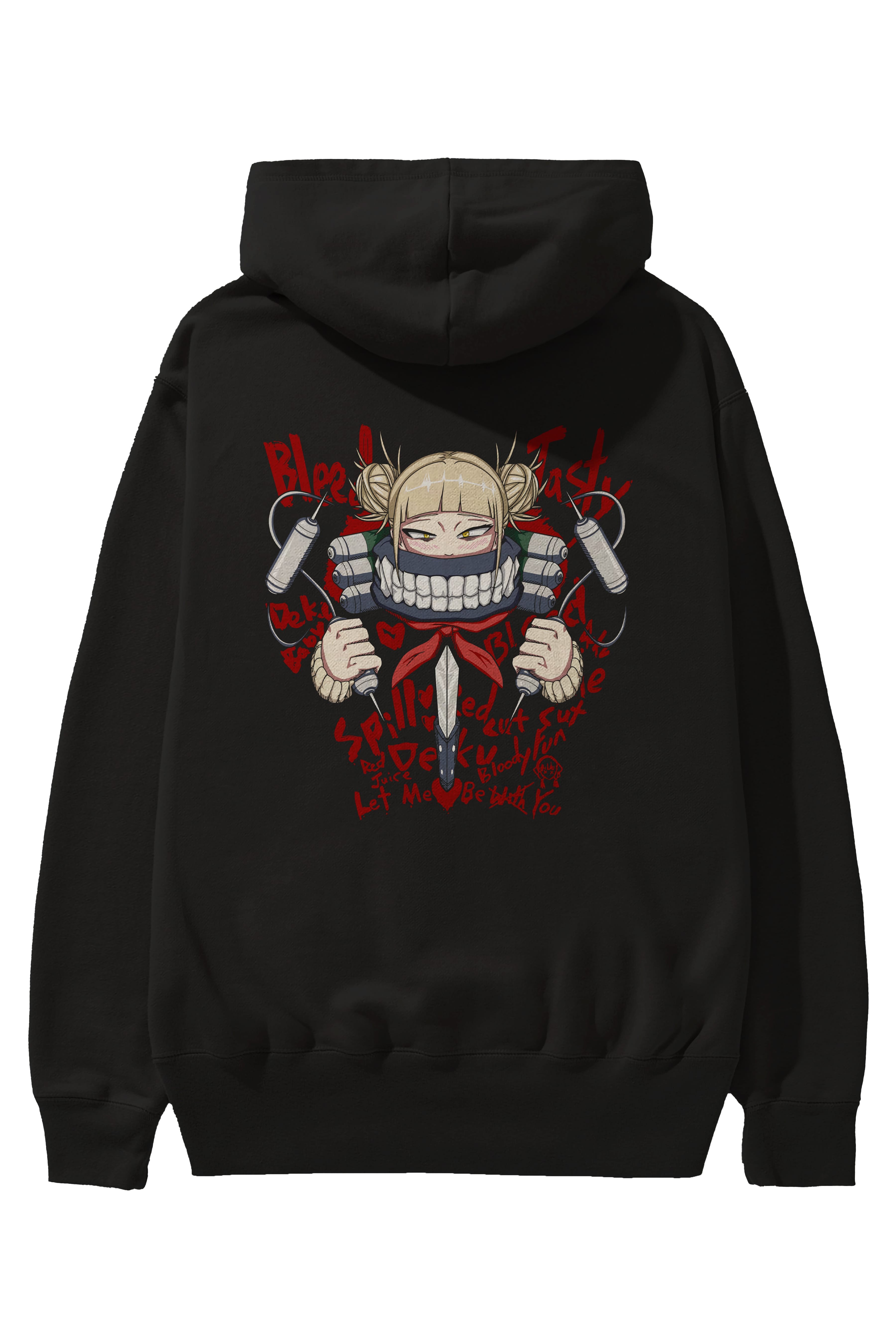 Himiko Toga 1 Anime Arka Baskılı Hoodie Oversize Kapüşonlu Sweatshirt Erkek Kadın Unisex
