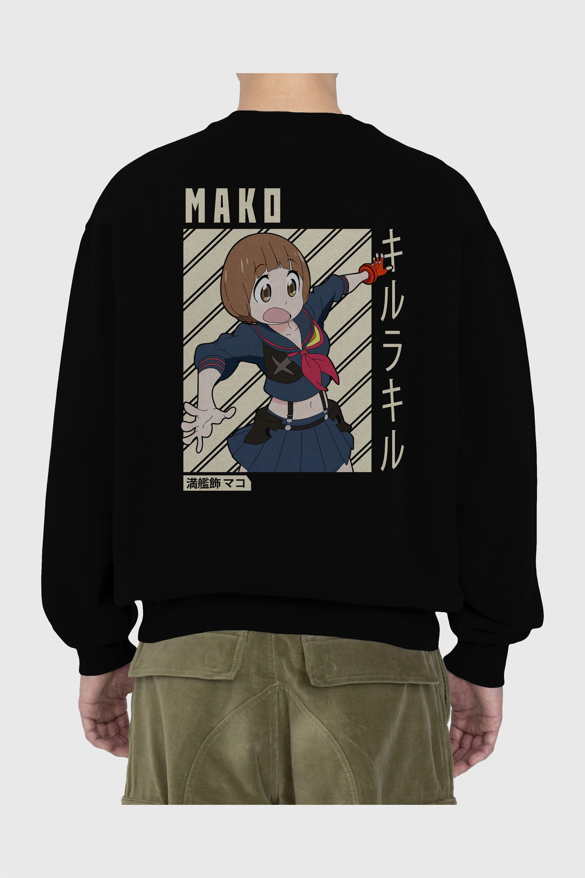Mako Mankanshoku 1 Anime Arka Baskılı Oversize Sweatshirt Erkek Kadın Unisex
