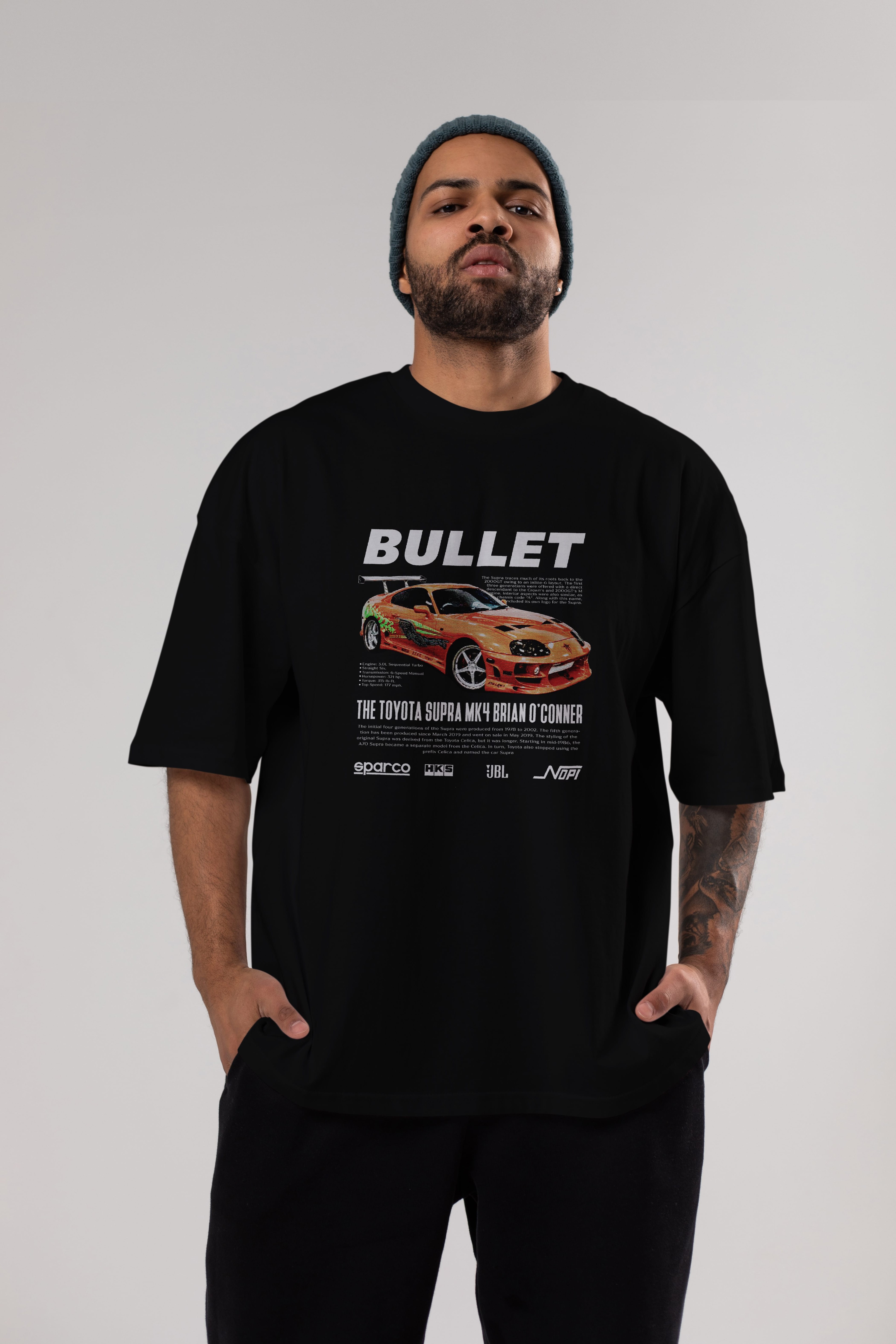 TOYOTA SUPRA MK4 Bullet Ön Baskılı Oversize t-shirt Erkek Kadın Unisex %100 Pamuk Bisiklet Yaka tişort