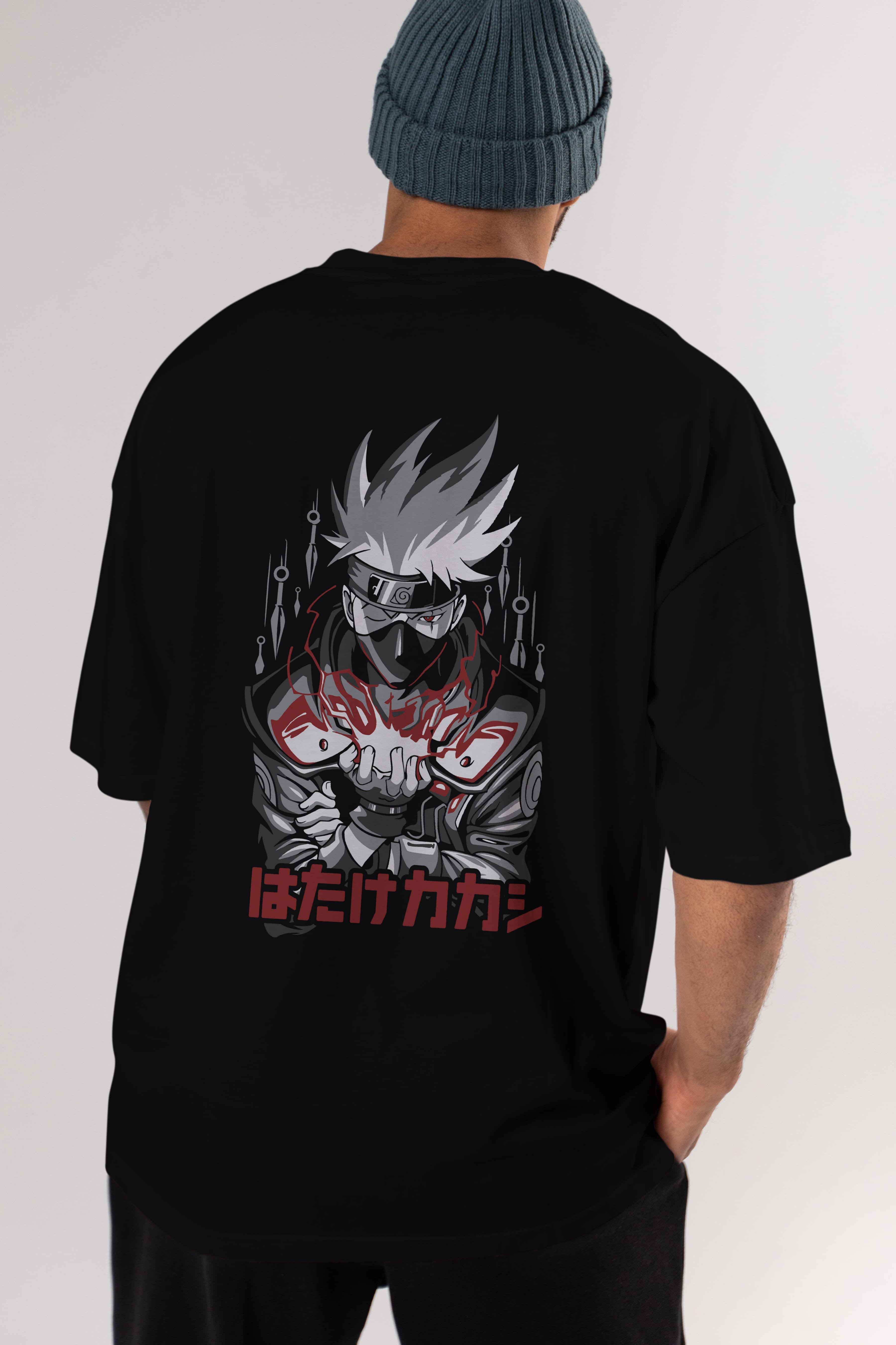 KAKASHI HATAKE NARUTO 1 Anime Arka Baskılı Oversize t-shirt Erkek Kadın Unisex
