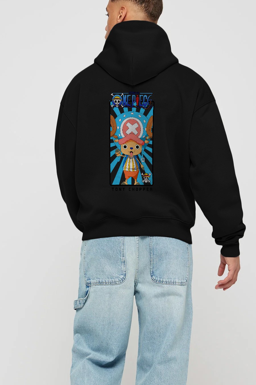 Chopper Anime Arka Baskılı Hoodie Oversize Kapüşonlu Sweatshirt Erkek Kadın Unisex