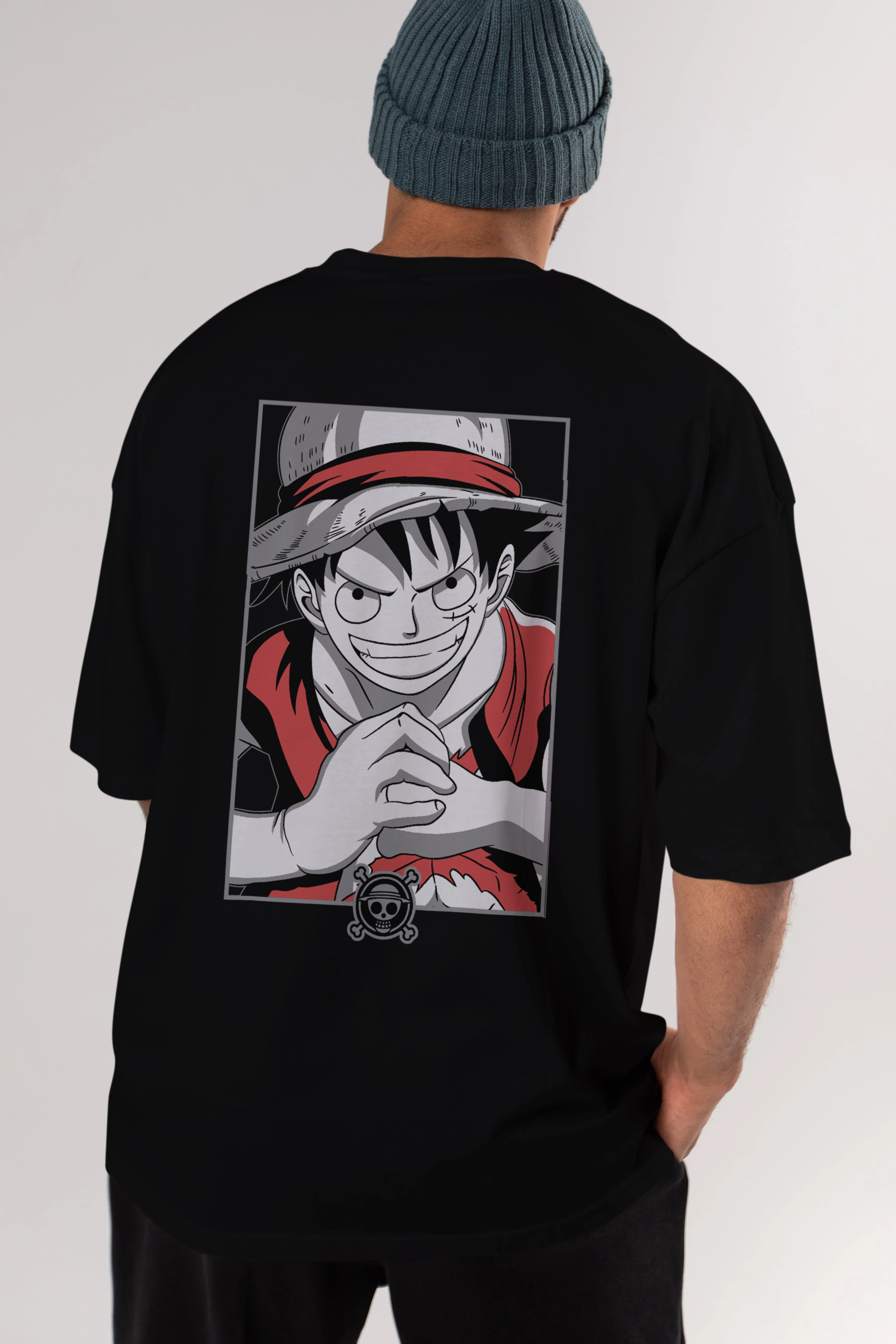 LUFF D. MONKEY OnePiece Anime Arka Baskılı Oversize t-shirt Erkek Kadın Unisex