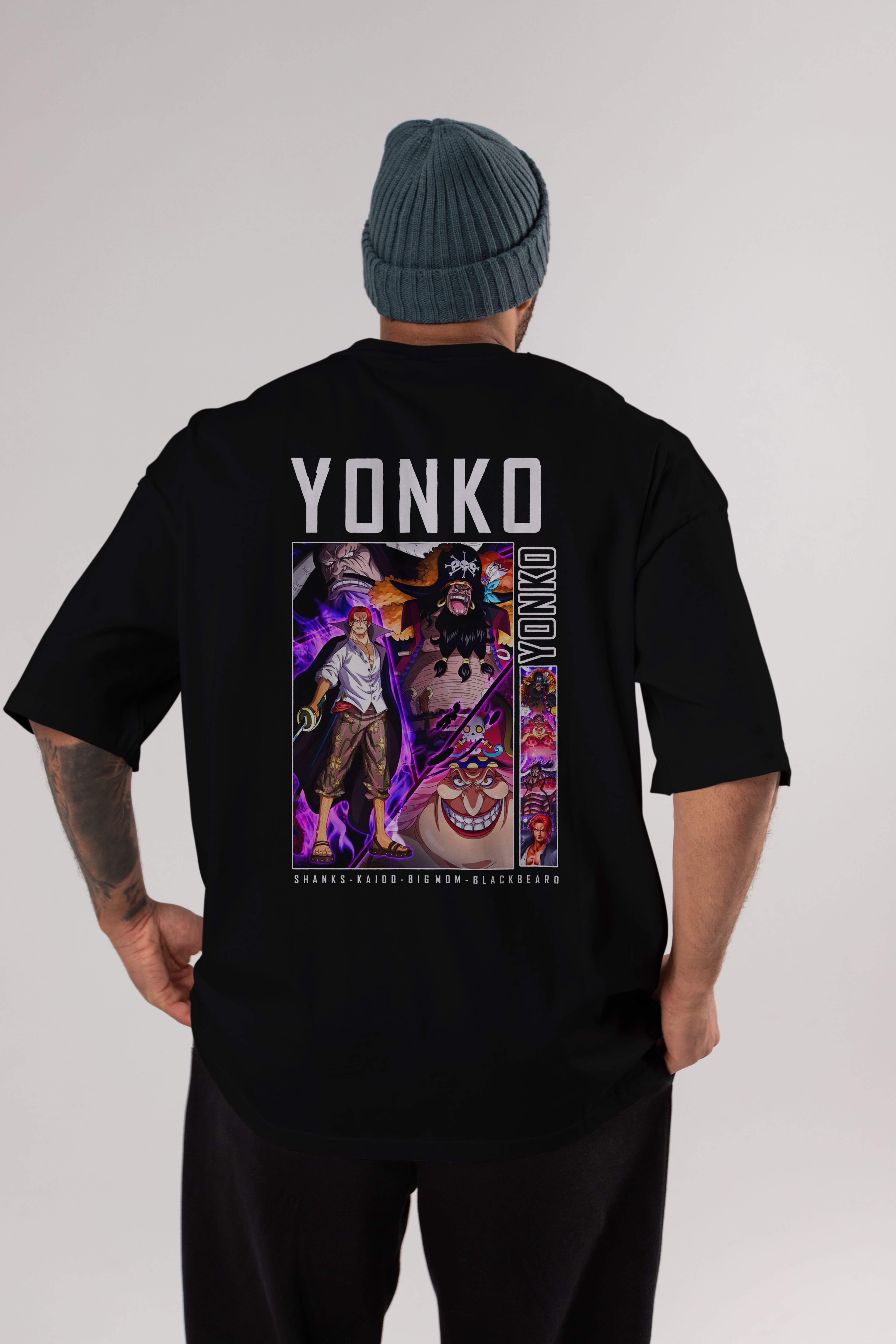 Yonko Anime Arka Baskılı Oversize t-shirt Erkek Kadın Unisex %100 pamuk tişort
