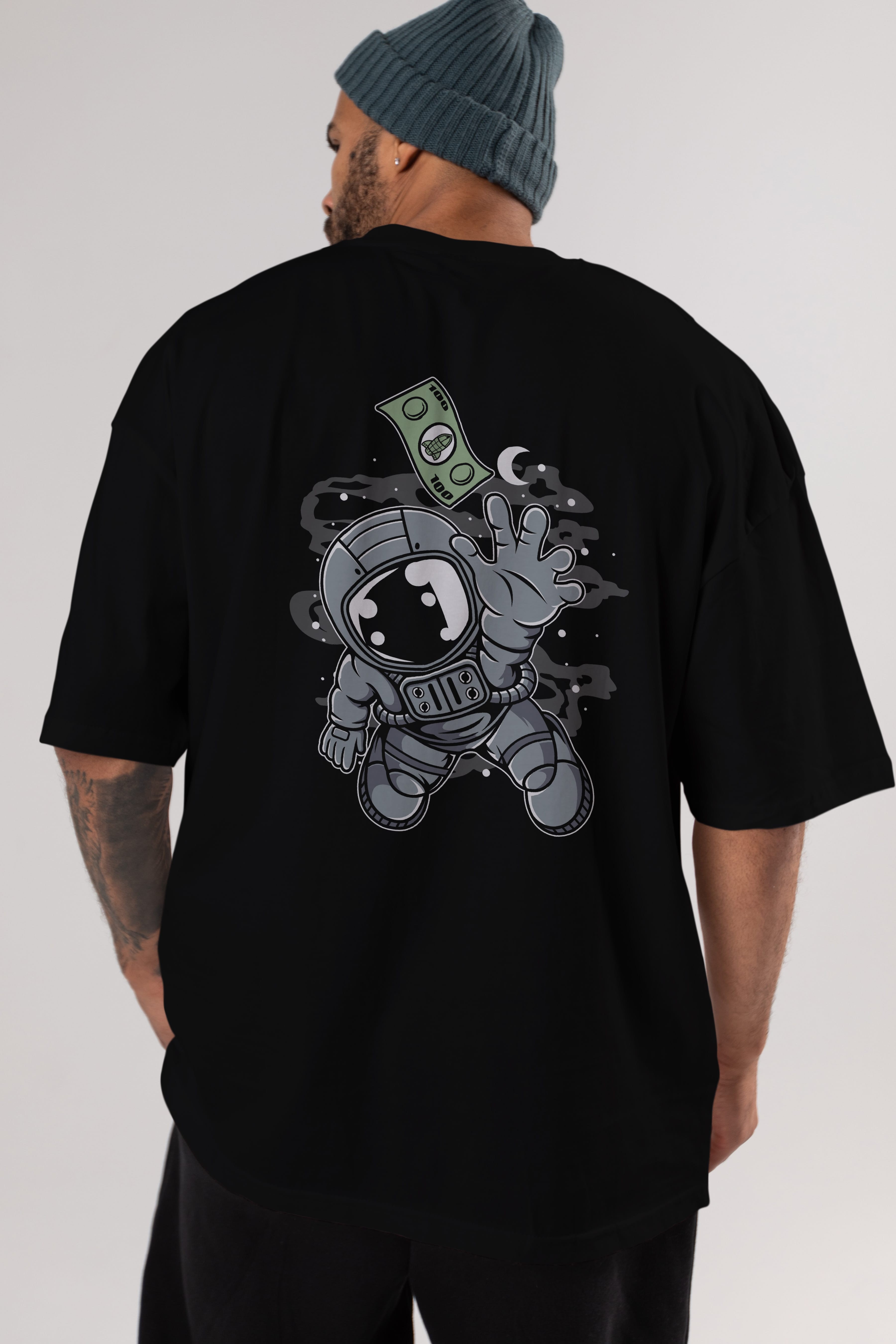 Astronaut Dollar Arka Baskılı Oversize t-shirt Erkek Kadın Unisex