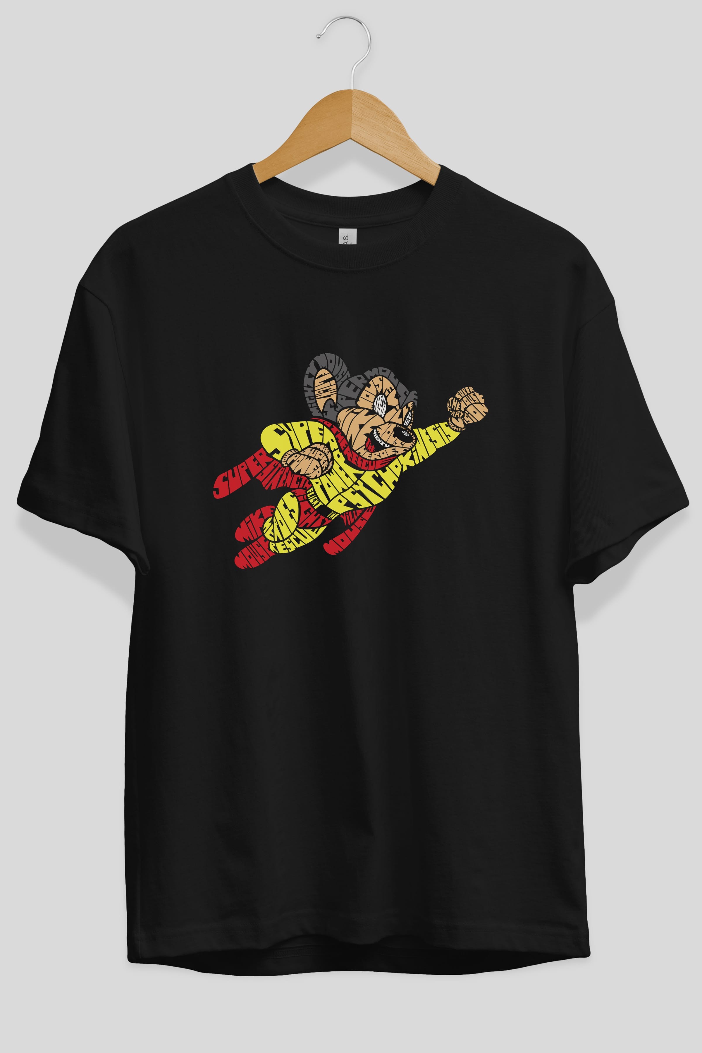 Mighty Mouse Ön Baskılı Oversize t-shirt %100 pamuk Erkek Kadın Unisex