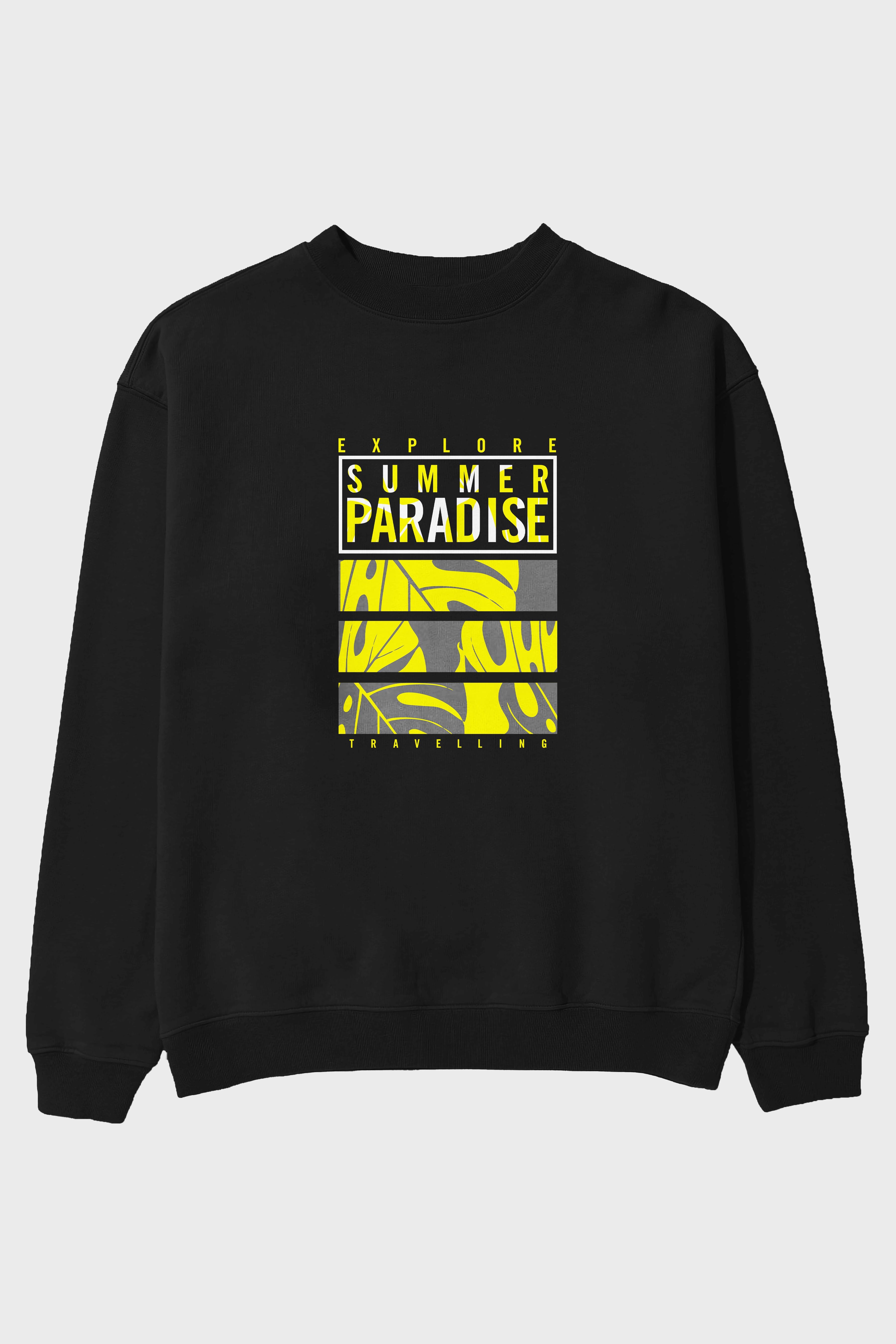 Summer Paradise Ön Baskılı Oversize Sweatshirt Erkek Kadın Unisex