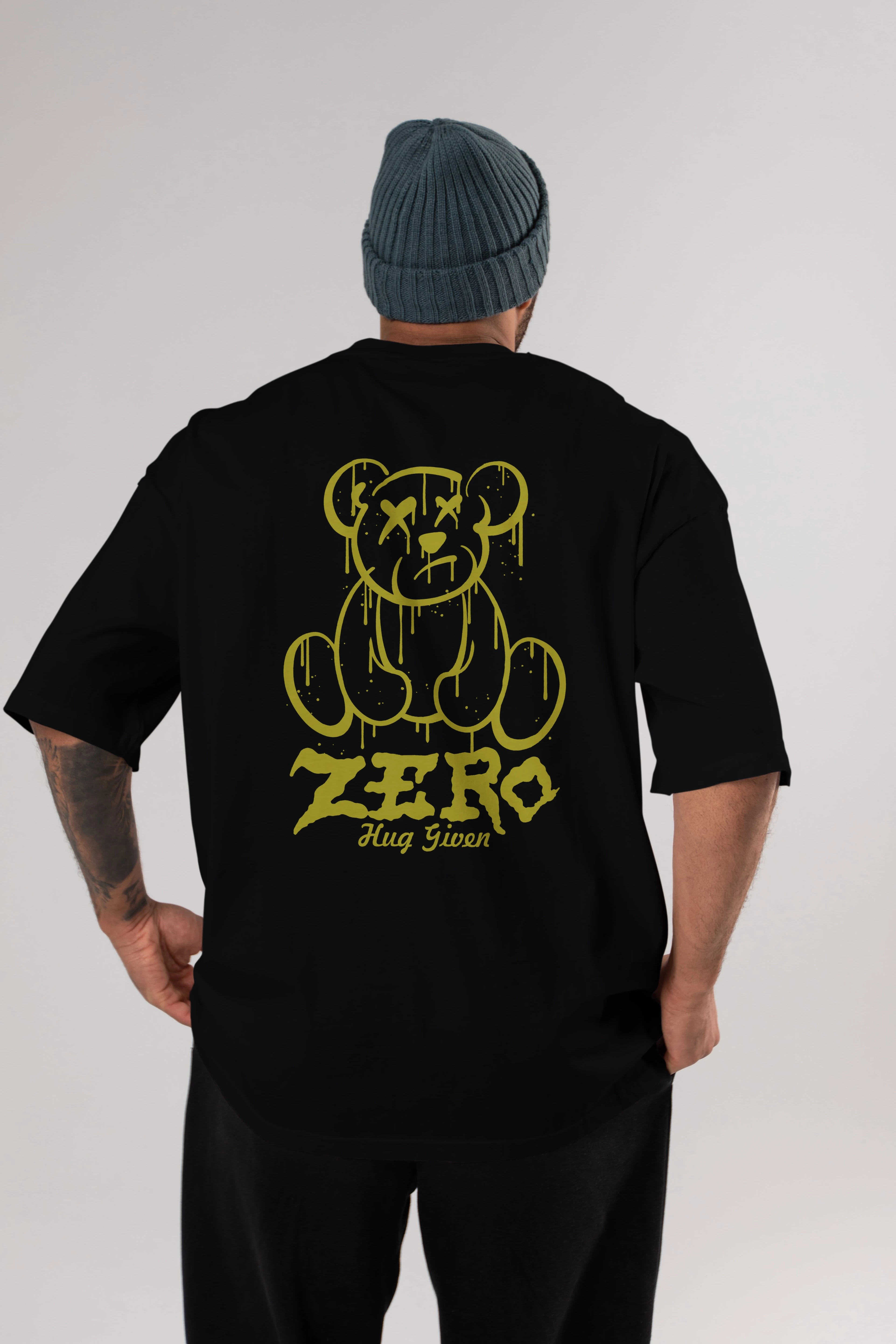 Zero Hug Given Bear Arka Baskılı Oversize t-shirt Erkek Kadın Unisex
