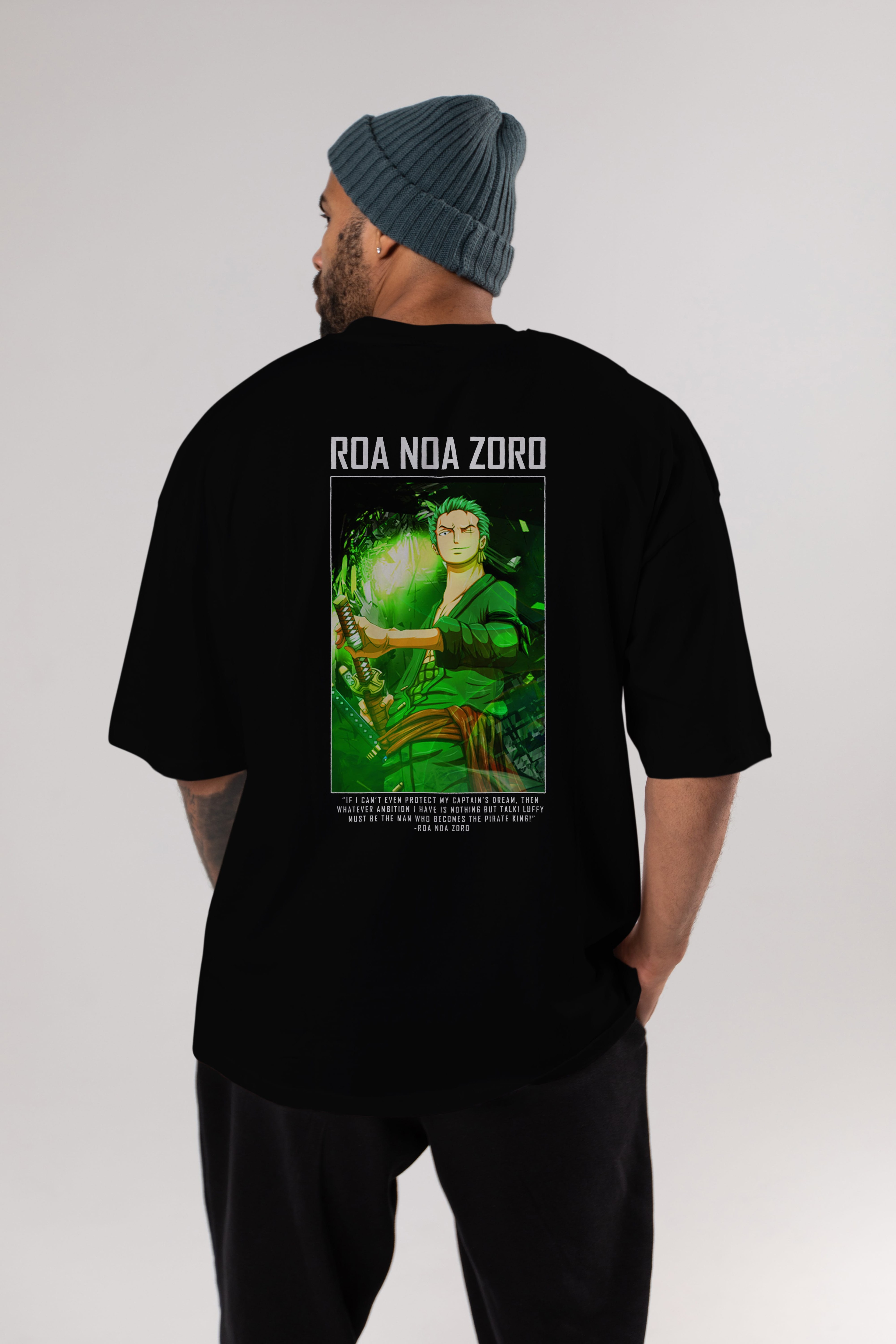 Roronoa Zoro 5 Anime Arka Baskılı Oversize t-shirt Erkek Kadın Unisex %100 pamuk tişort