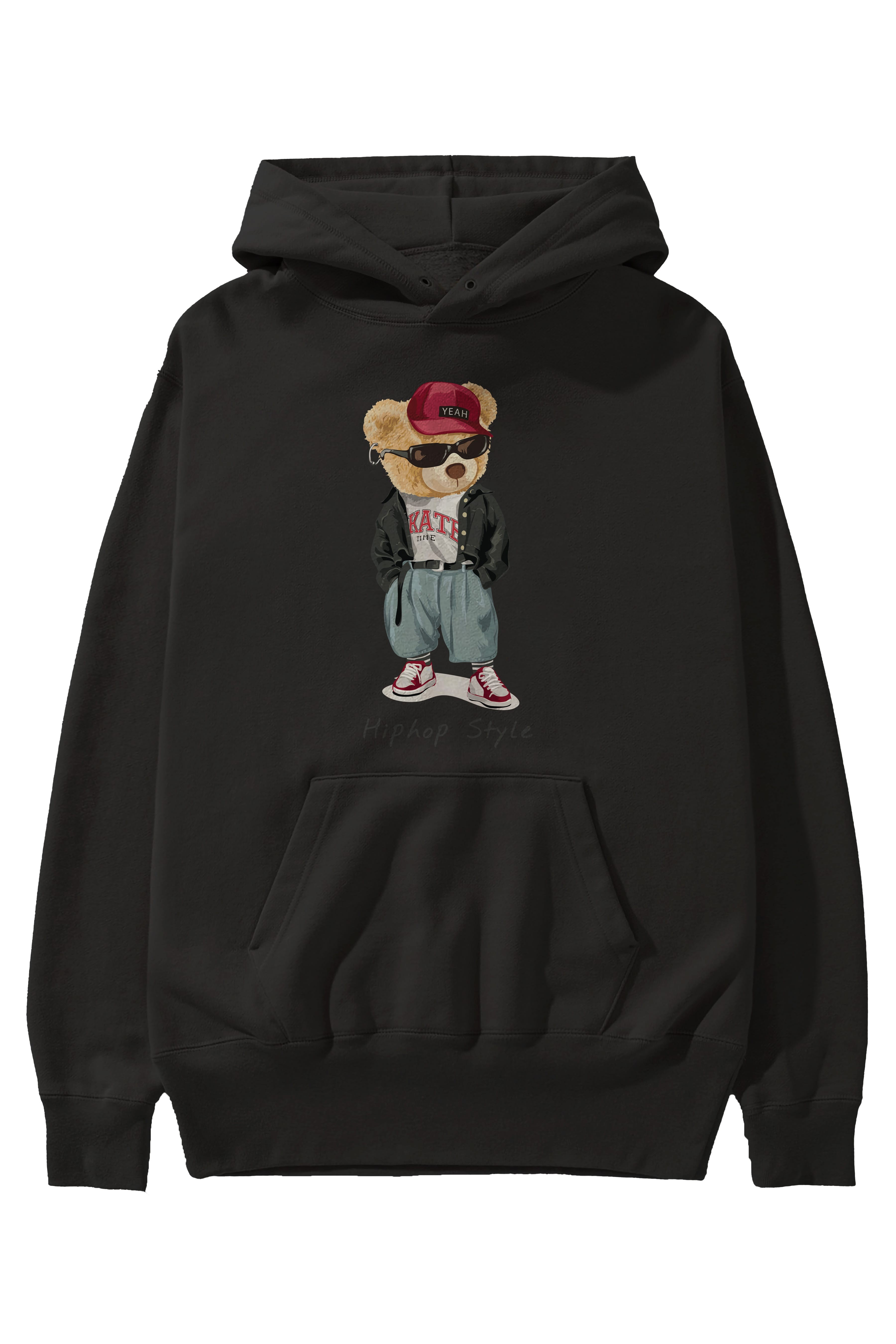 Teddy Bear Hiphop Style Ön Baskılı Hoodie Oversize Kapüşonlu Sweatshirt Erkek Kadın Unisex