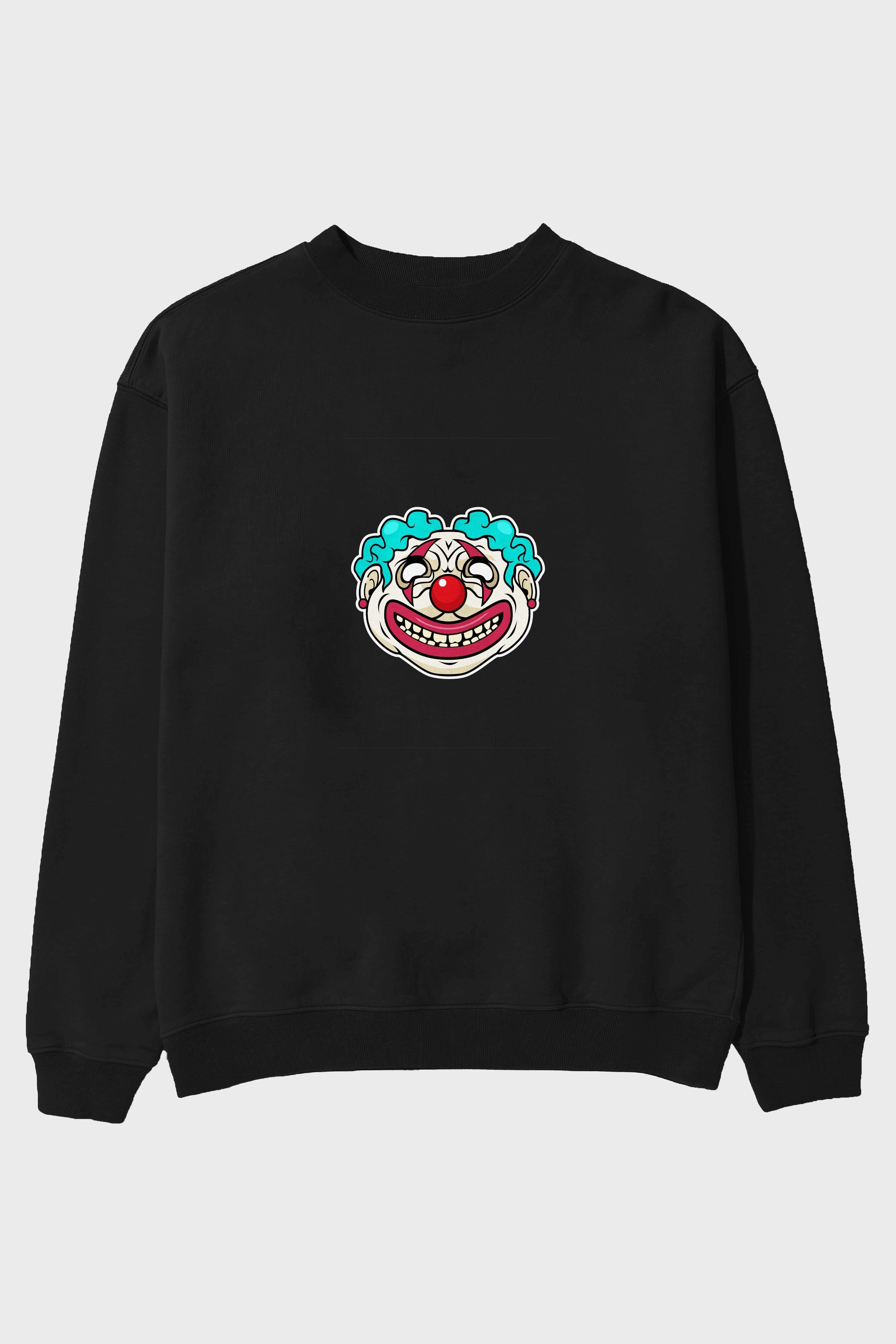 Clown Head Ön Baskılı Oversize Sweatshirt Erkek Kadın Unisex