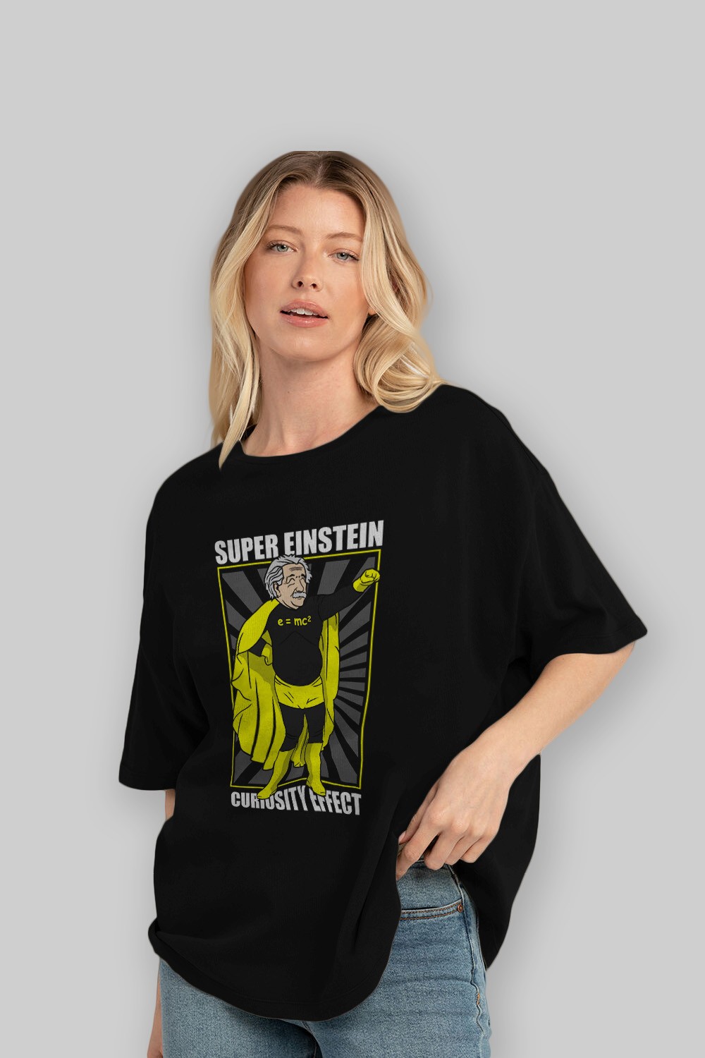 Super Einsten Ön Baskılı Oversize t-shirt Erkek Kadın Unisex %100 Pamuk tişort