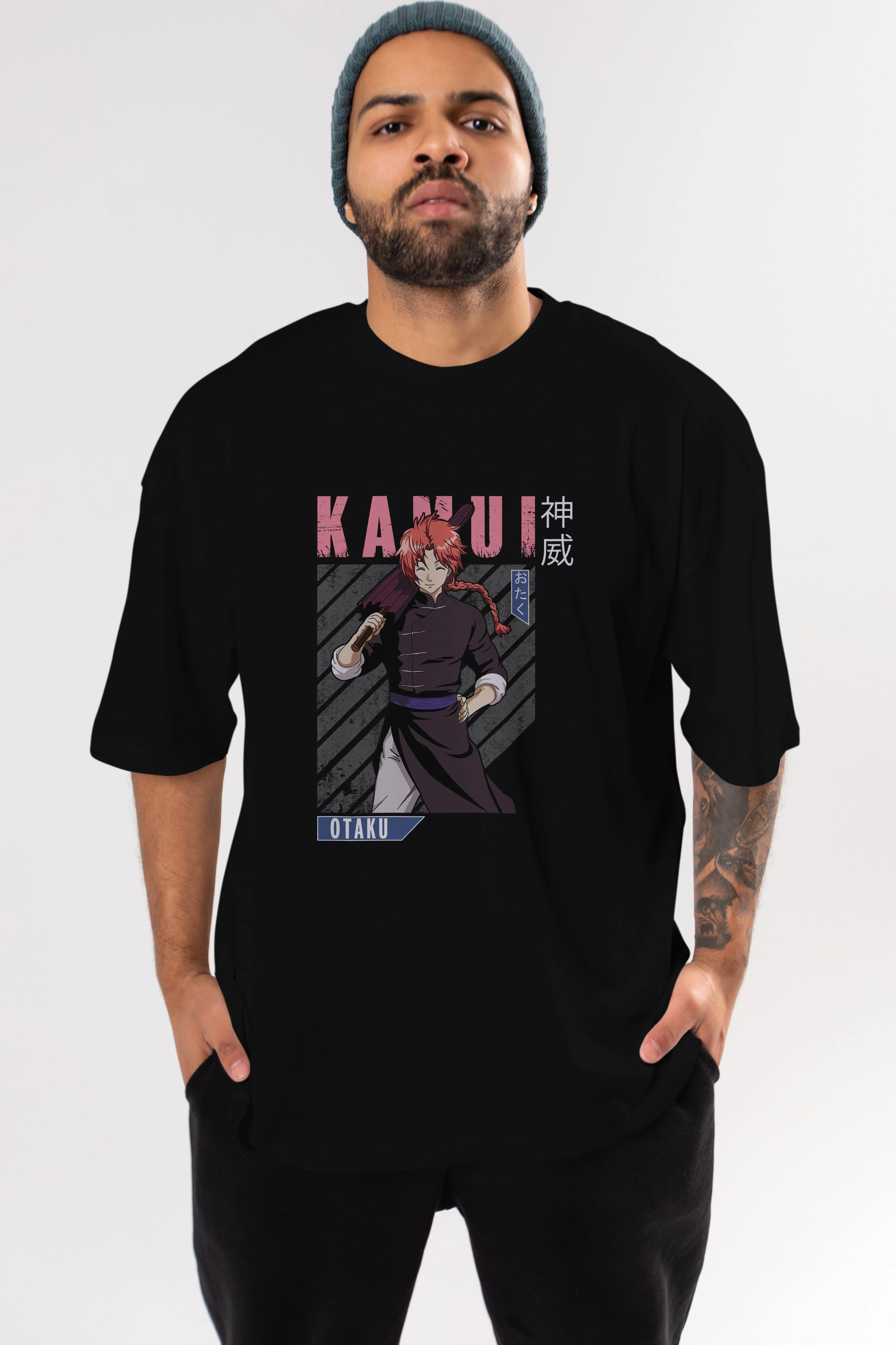 Kamui GINTAMA 1 Anime Ön Baskılı Oversize t-shirt %100 pamuk Erkek Kadın Unisex