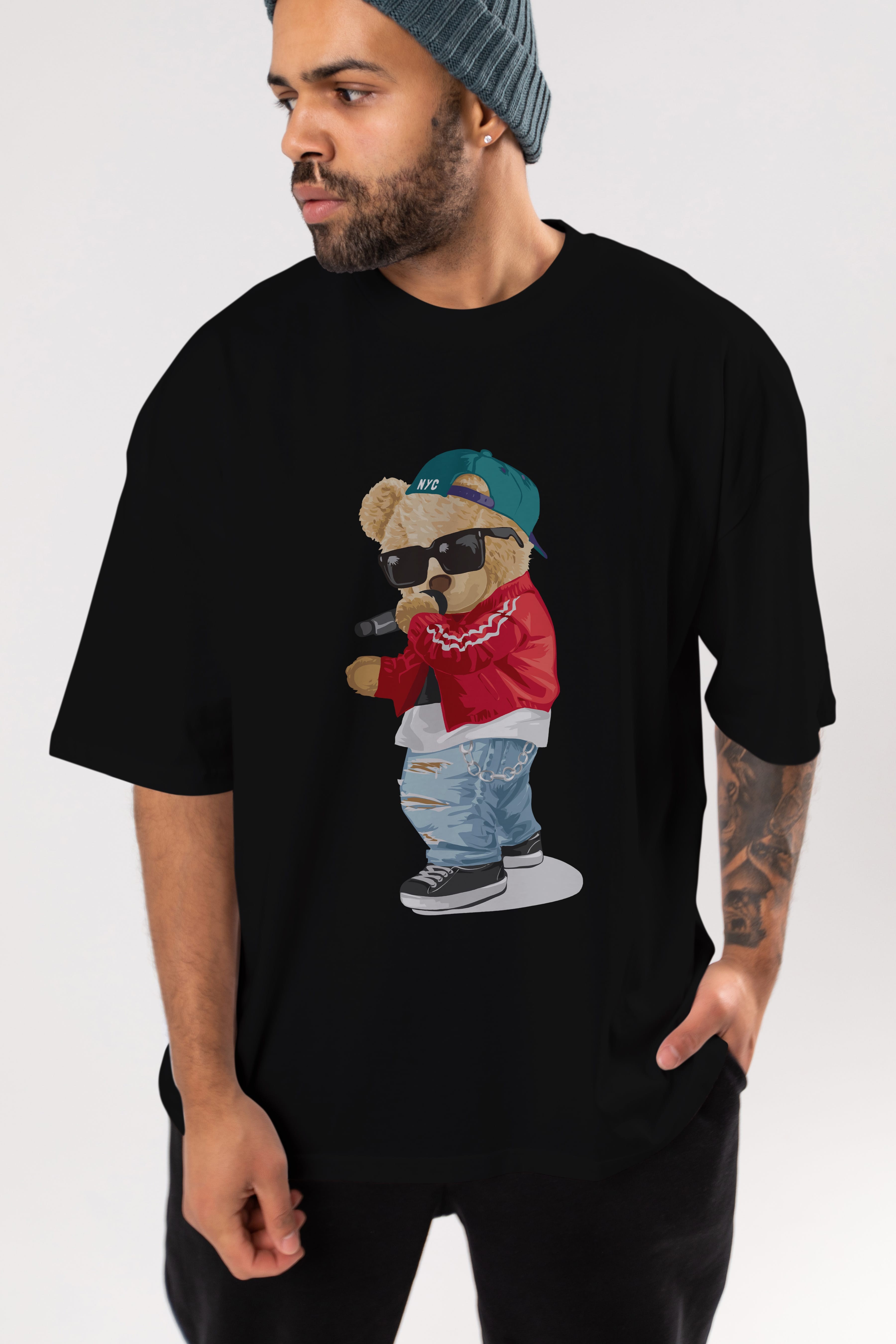 Teddy Bear Şarkıcı Ön Baskılı Oversize t-shirt Erkek Kadın Unisex %100 Pamuk