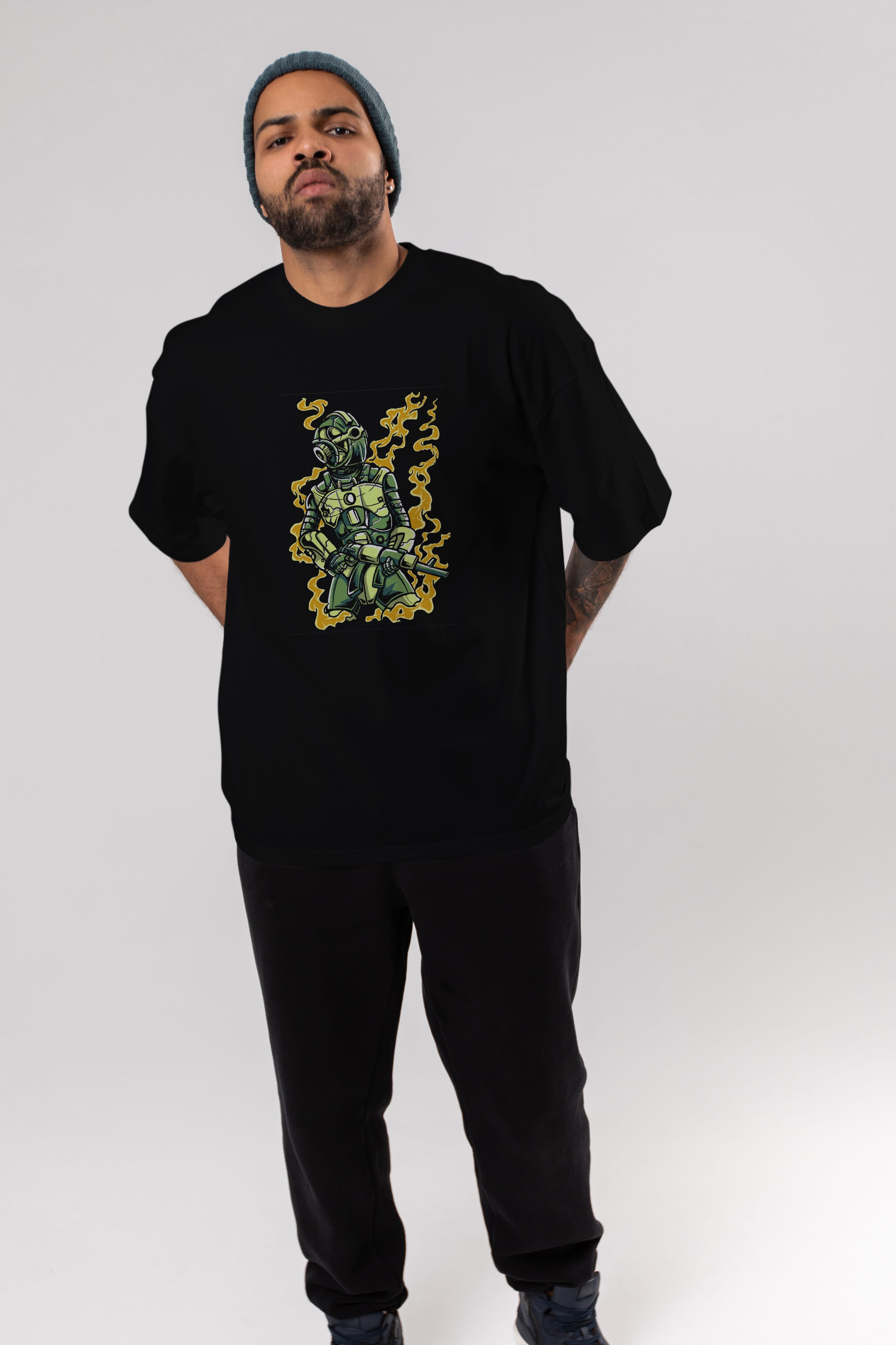 Robot Soldier Ön Baskılı Oversize t-shirt Erkek Kadın Unisex %100 Pamuk tişort