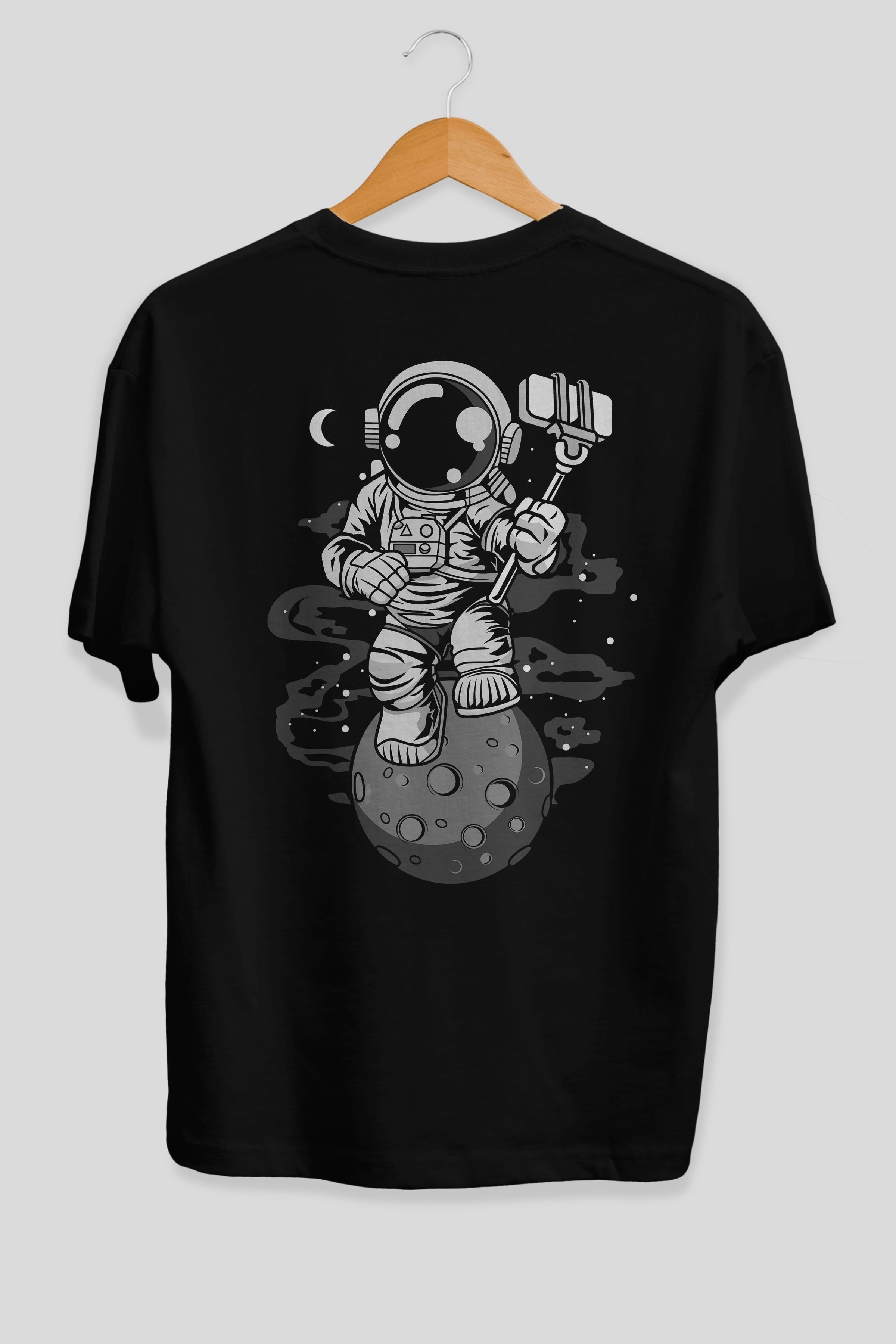 Astronaut Selfie Arka Baskılı Oversize t-shirt Erkek Kadın Unisex