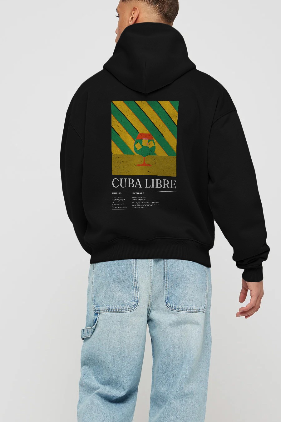 Cuba Libre Kokteyl Arka Baskılı Hoodie Oversize Kapüşonlu Sweatshirt Erkek Kadın