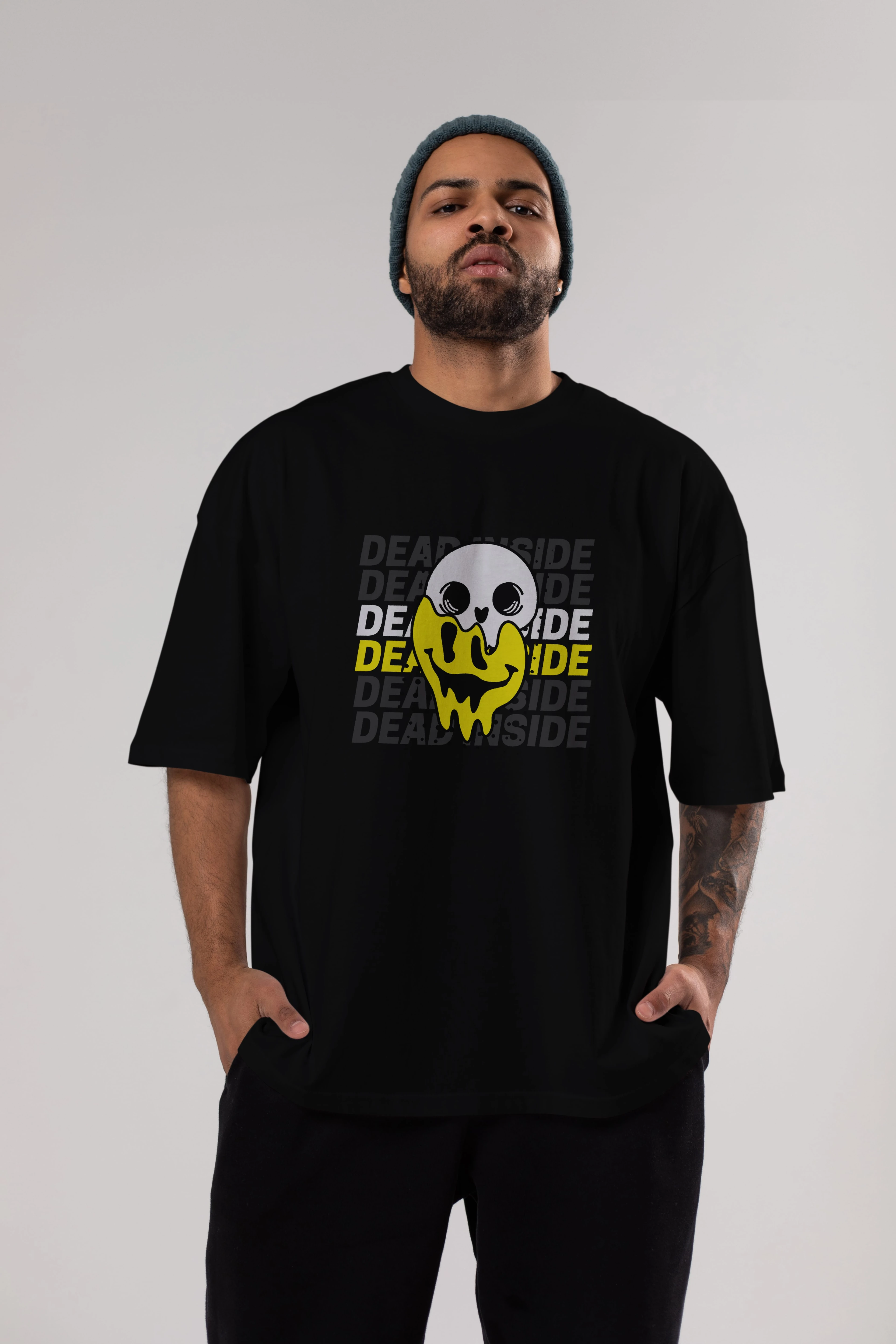 Dead Inside Yazılı Ön Baskılı Oversize t-shirt Erkek Kadın Unisex