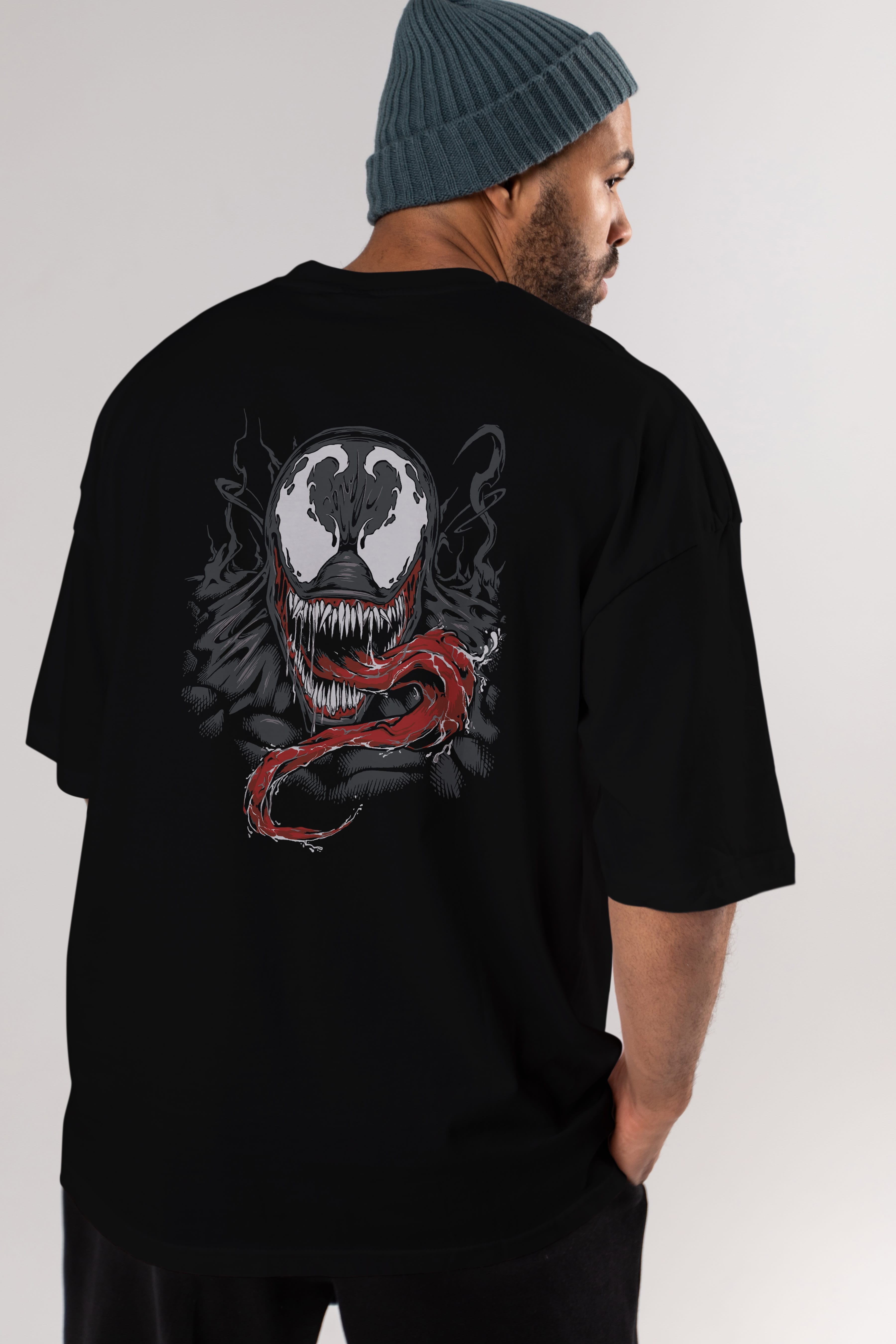 Venom (18) Arka Baskılı Oversize t-shirt Erkek Kadın Unisex %100 Pamuk Bisiklet Yaka tişort