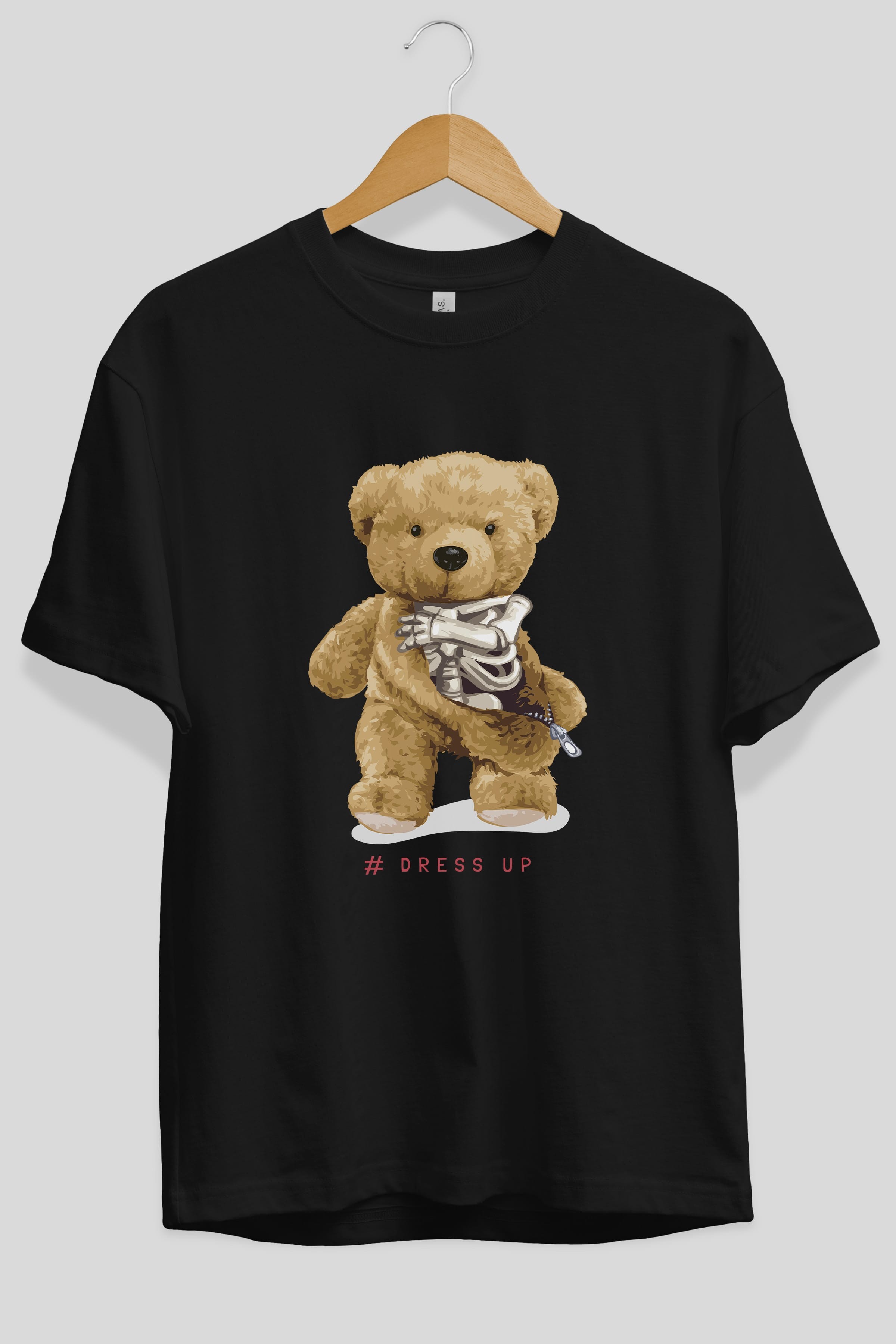 Teddy Bear Dress Up Ön Baskılı Oversize t-shirt Erkek Kadın Unisex %100 Pamuk