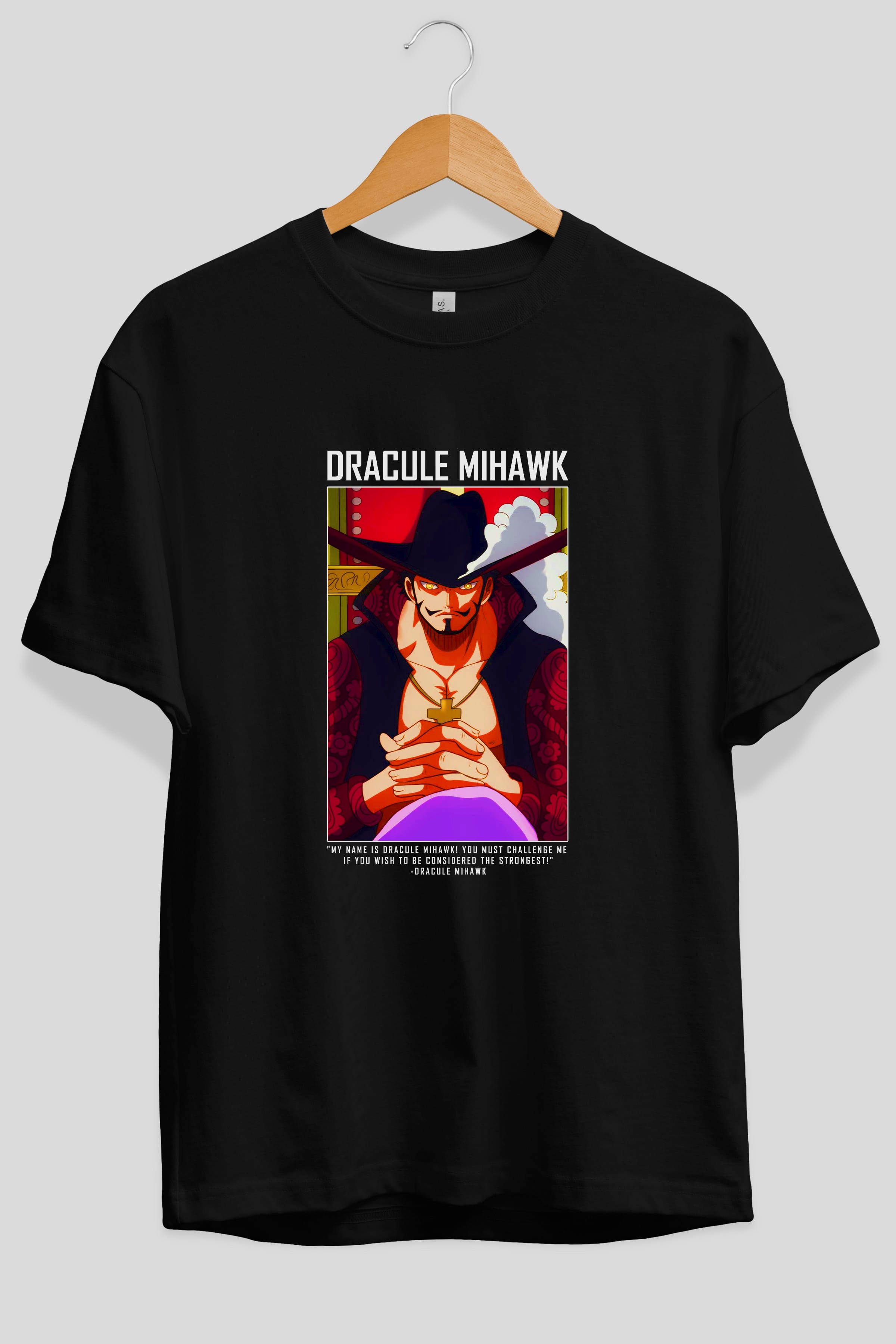 Dracule Mihawk Anime Ön Baskılı Oversize t-shirt Erkek Kadın Unisex