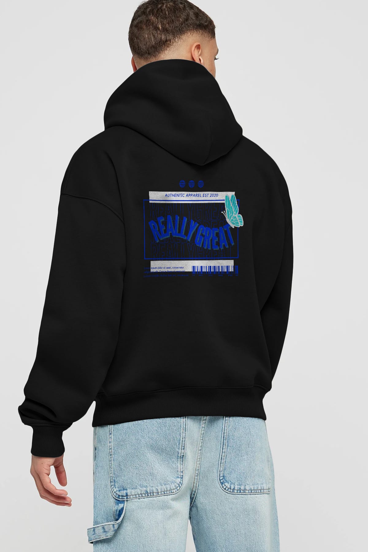 Really Great Yazılı Arka Baskılı Oversize Hoodie Kapüşonlu Sweatshirt Erkek Kadın Unisex