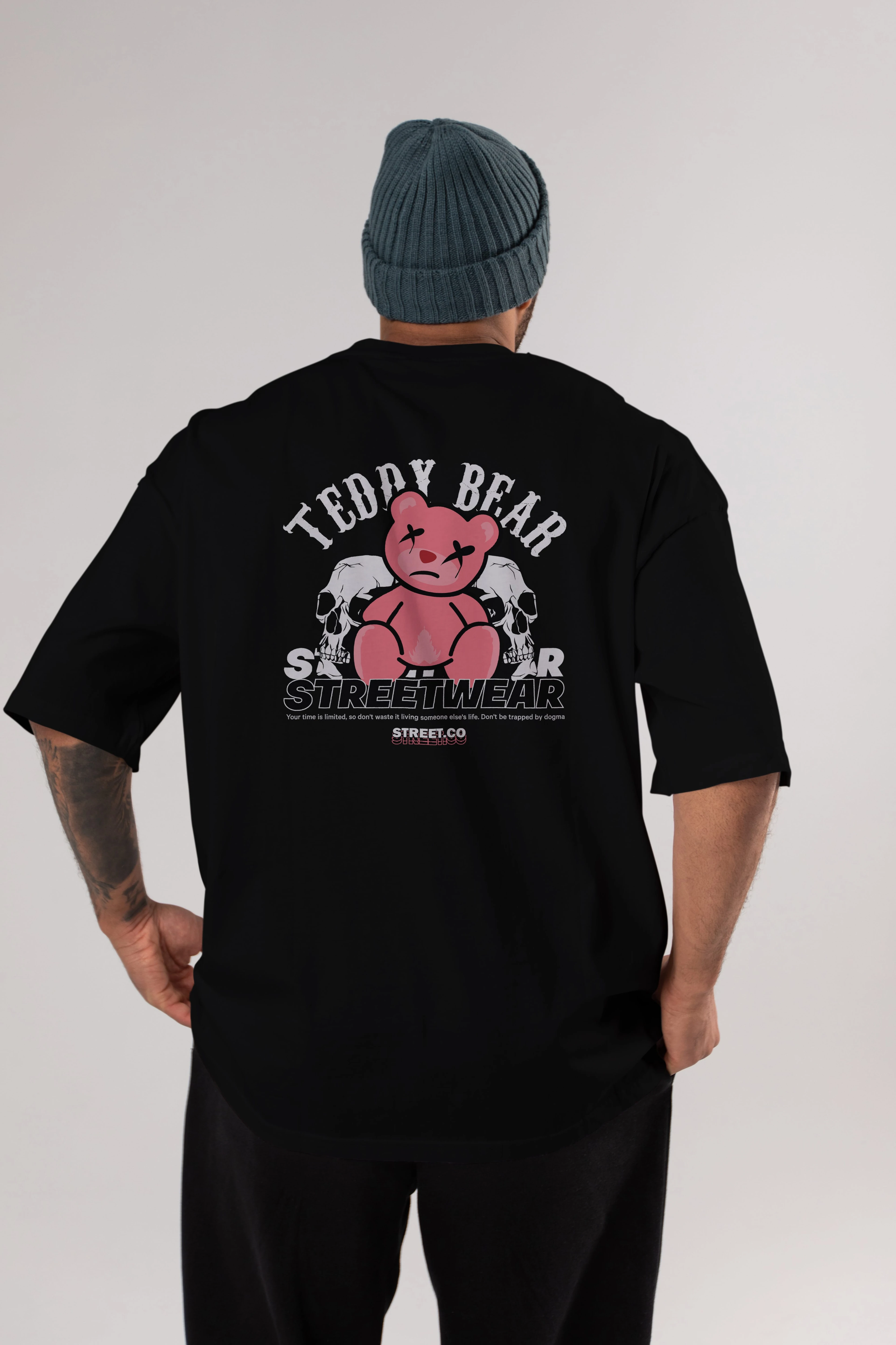 Teddy Bear Streetwear 2 Arka Baskılı Oversize t-shirt Erkek Kadın Unisex