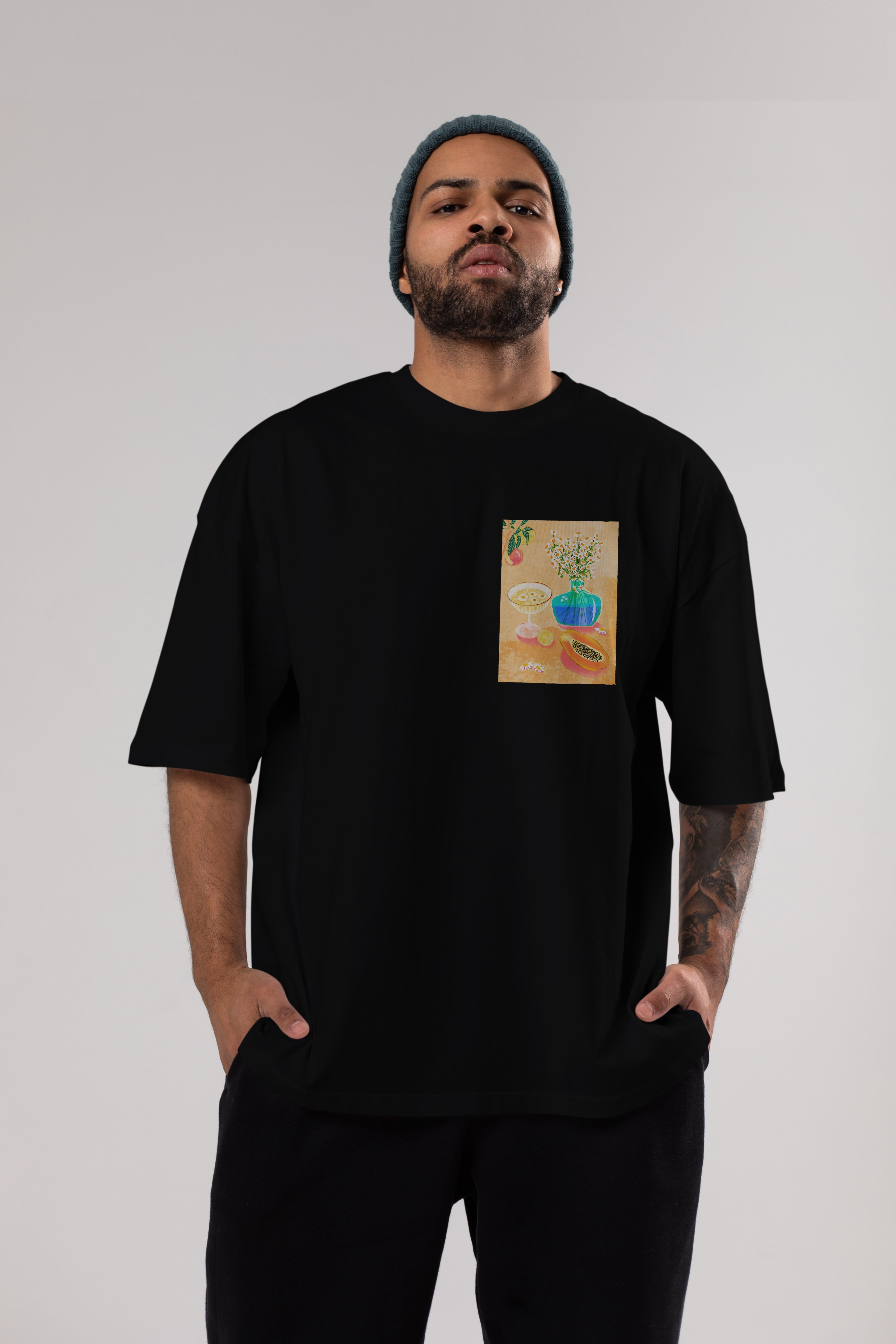 Cheers 2 Ön Sol Baskılı Oversize t-shirt Erkek Kadın Unisex %100 Pamuk Bisiklet Yaka tişort