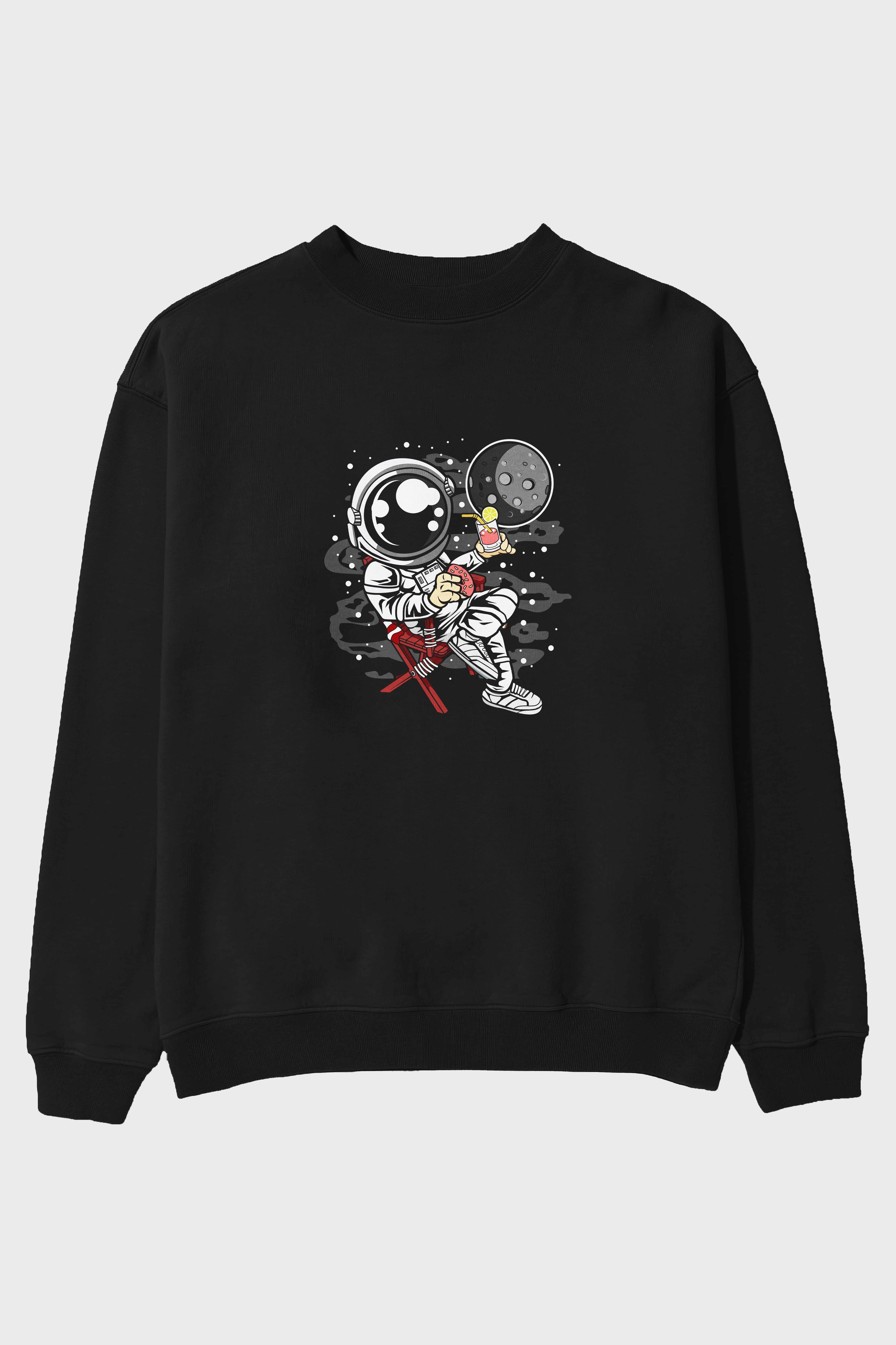 Holiday Astronaut Ön Baskılı Oversize Sweatshirt Erkek Kadın Unisex