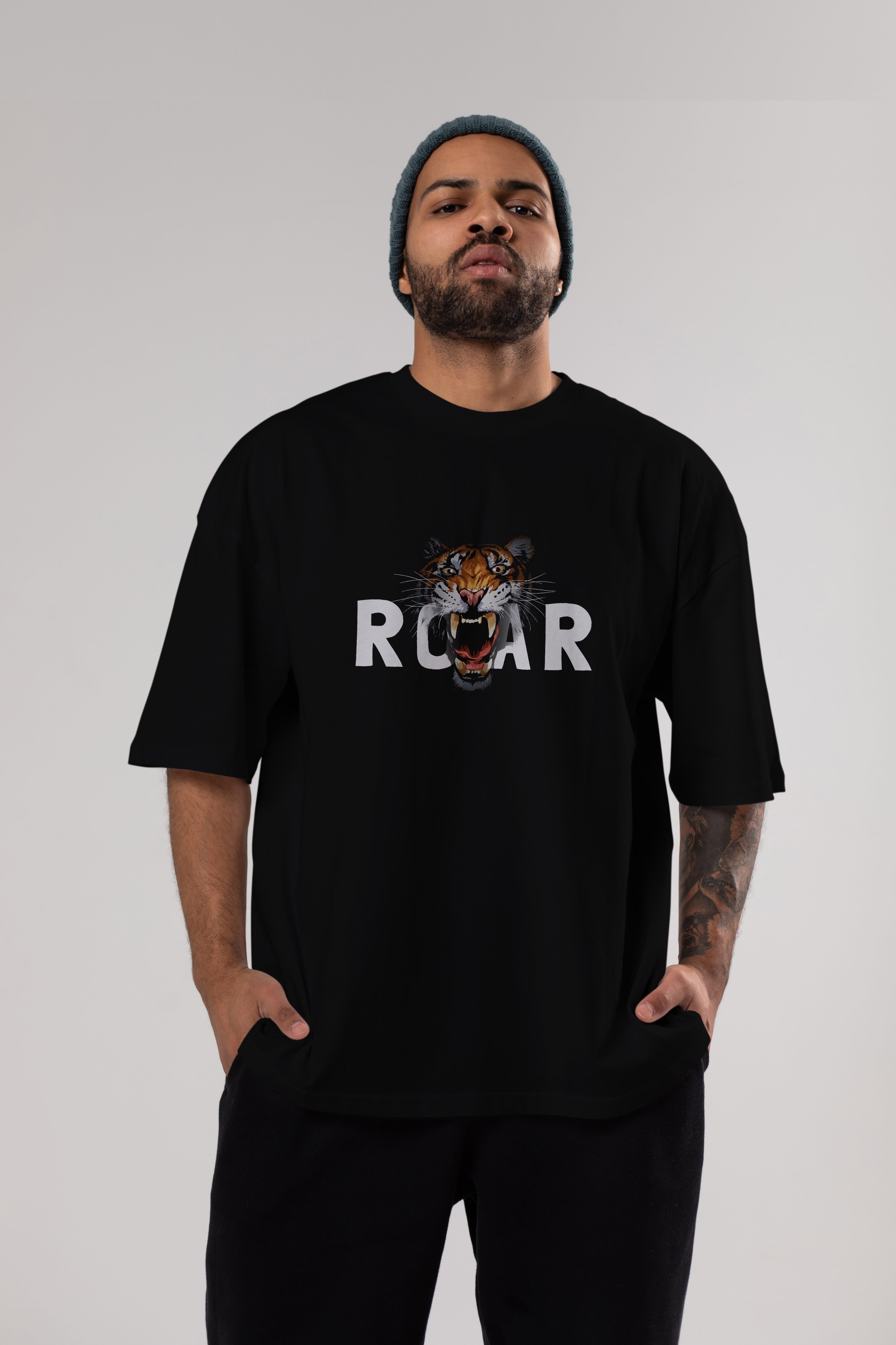 Teddy Bear Roar Ön Baskılı Oversize t-shirt Erkek Kadın Unisex %100 Pamuk