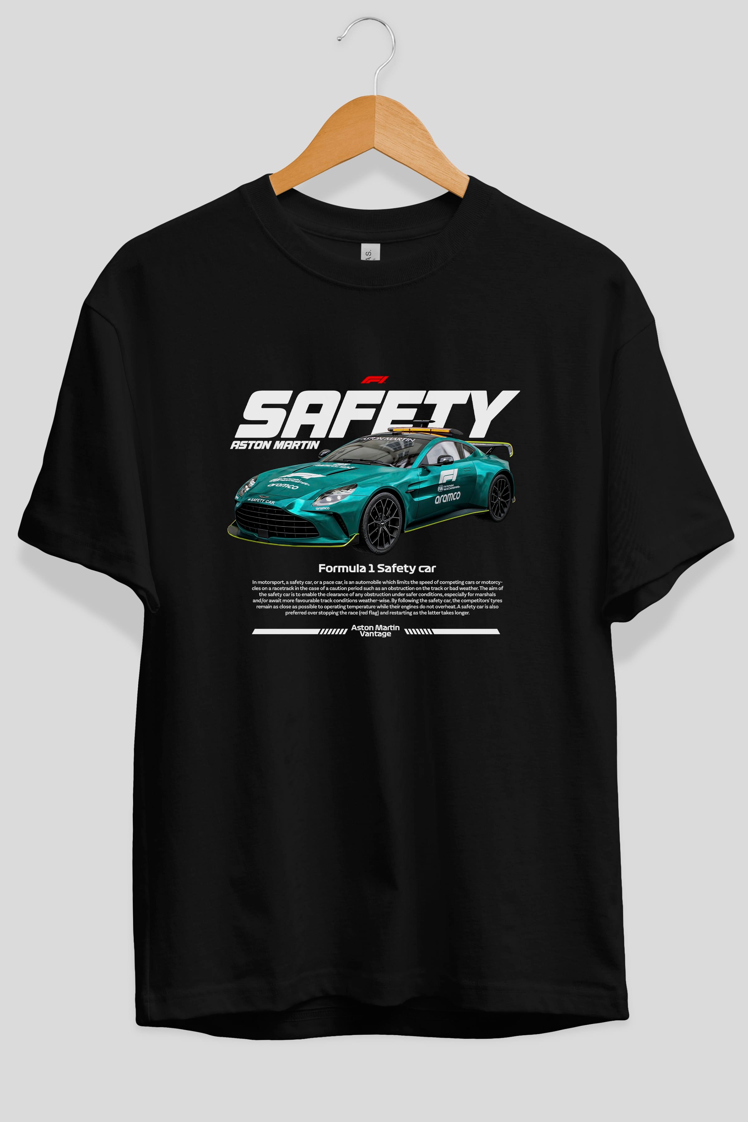 safety car f1 Ön Baskılı Oversize t-shirt Erkek Kadın Unisex %100 Pamuk Bisiklet Yaka tişort