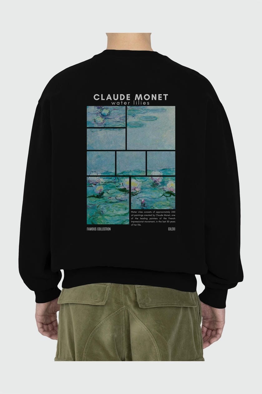 Claude Monet Arka Baskılı Oversize Sweatshirt Erkek Kadın Unisex