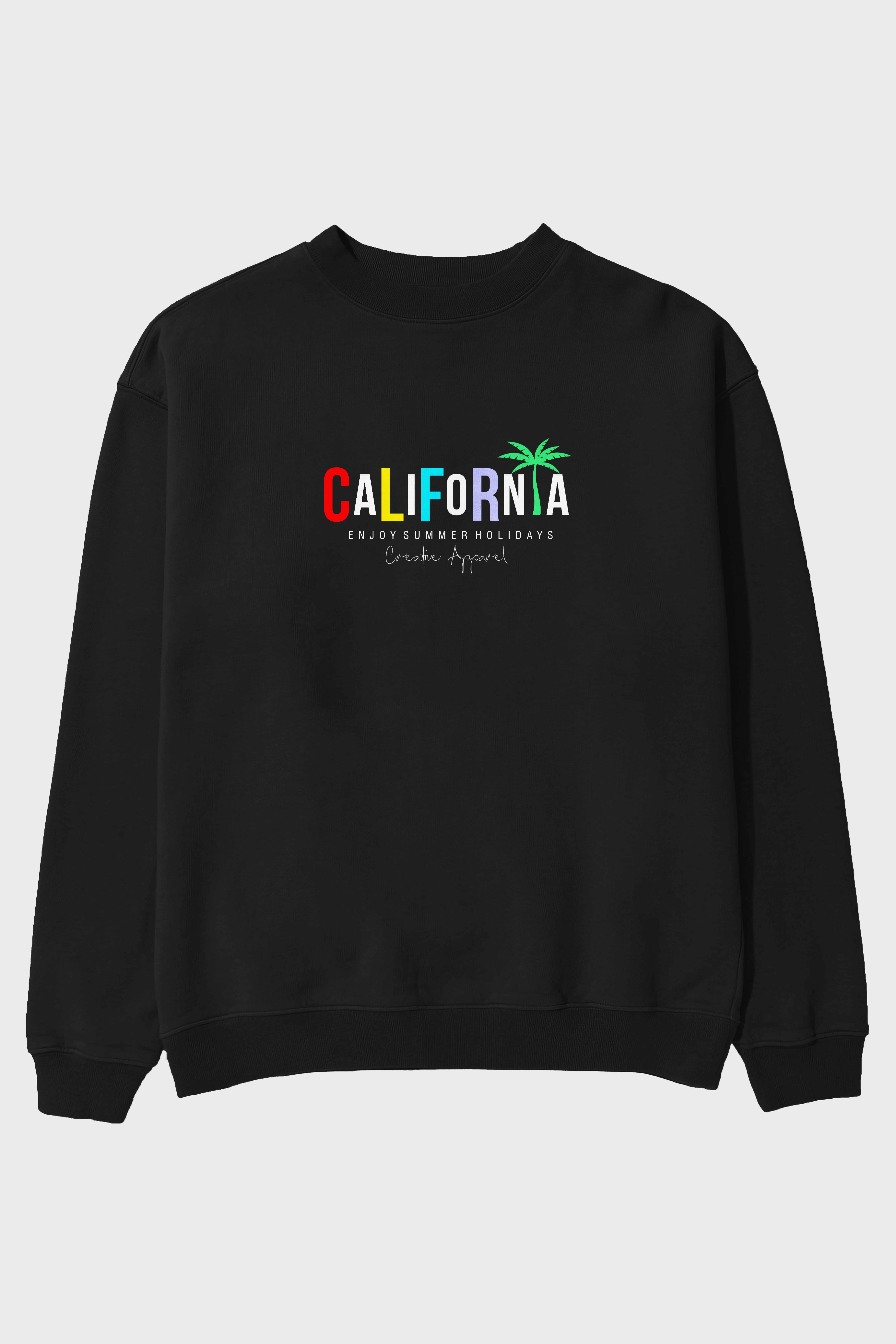 California 2 Ön Baskılı Oversize Sweatshirt Erkek Kadın Unisex