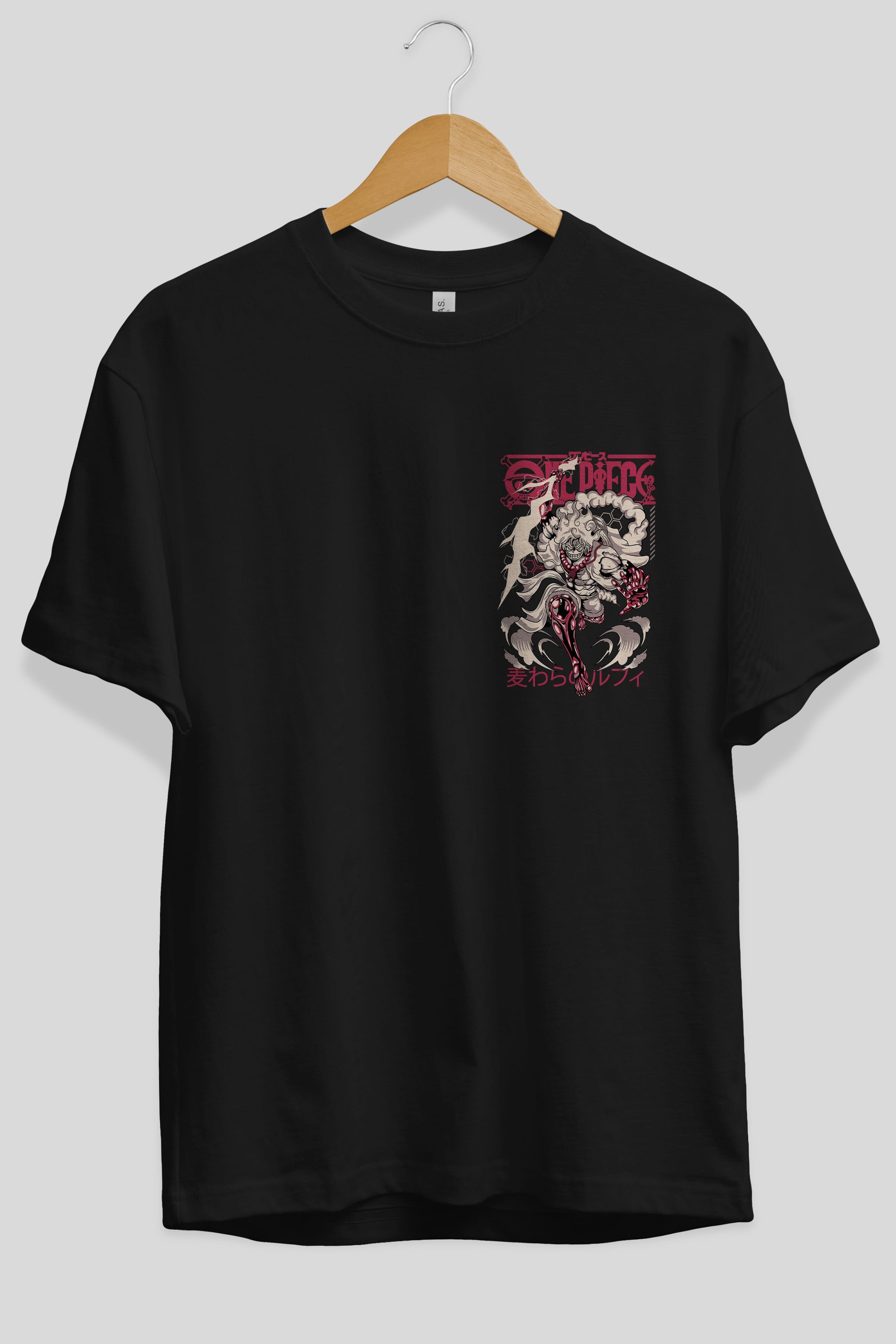 MONKEY D. LUFF-ONE PIECE 1 Ön Sol Baskılı Oversize t-shirt Erkek Kadın Unisex %100 Pamuk Bisiklet Yaka tişort