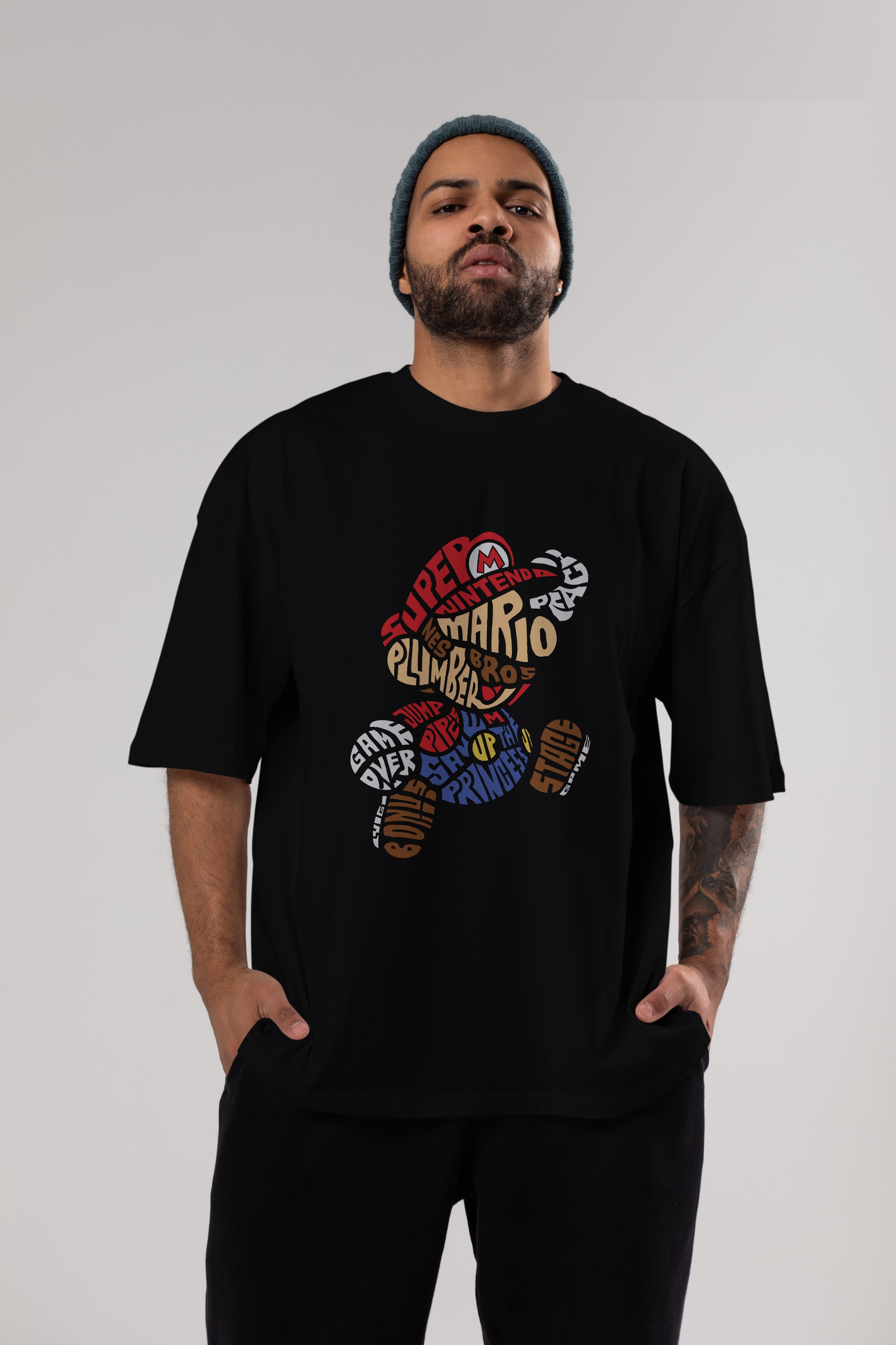 Mario Bros Ön Baskılı Oversize t-shirt %100 pamuk Erkek Kadın Unisex