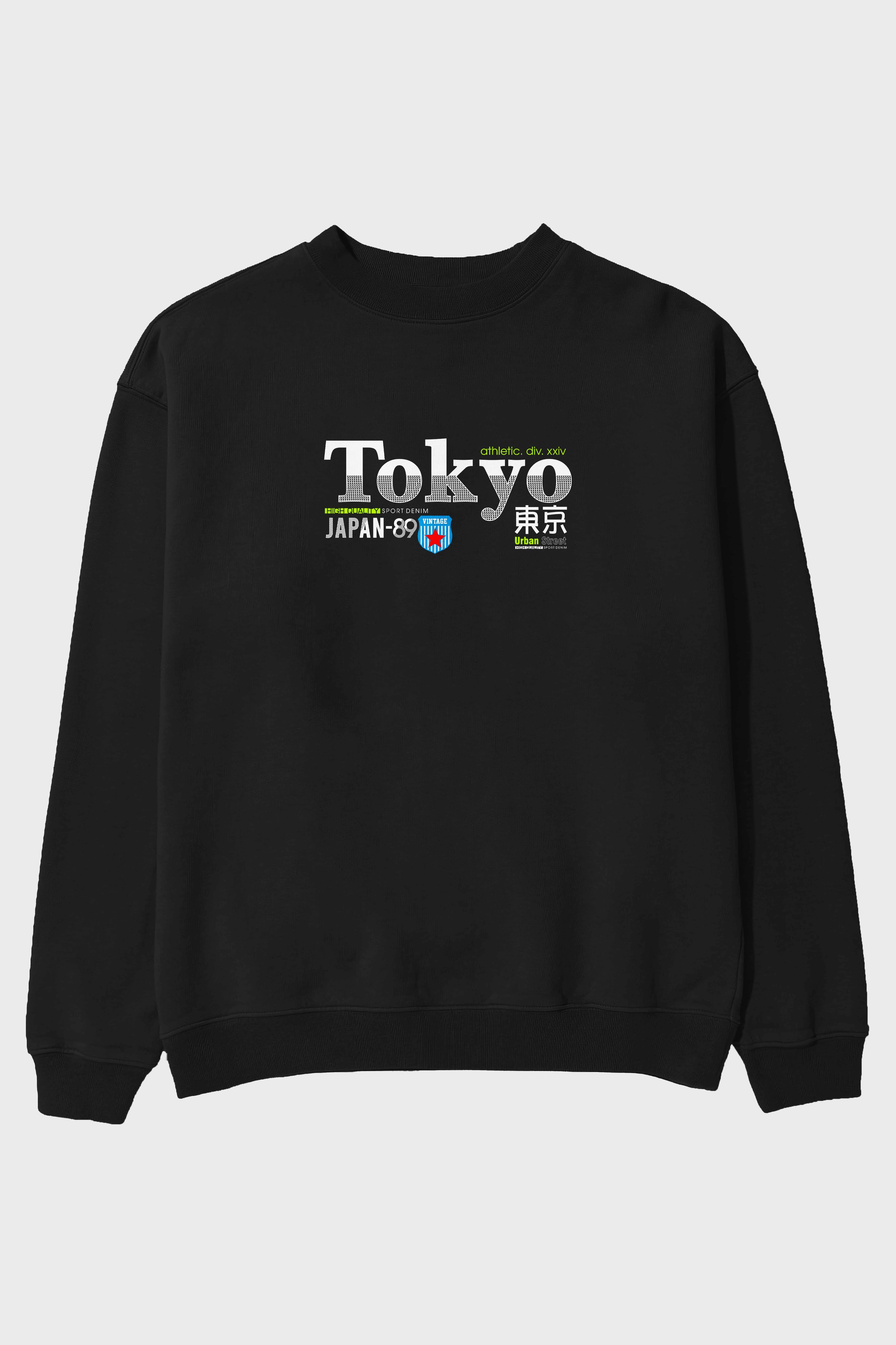 Tokyo 2 Ön Baskılı Oversize Sweatshirt Erkek Kadın Unisex