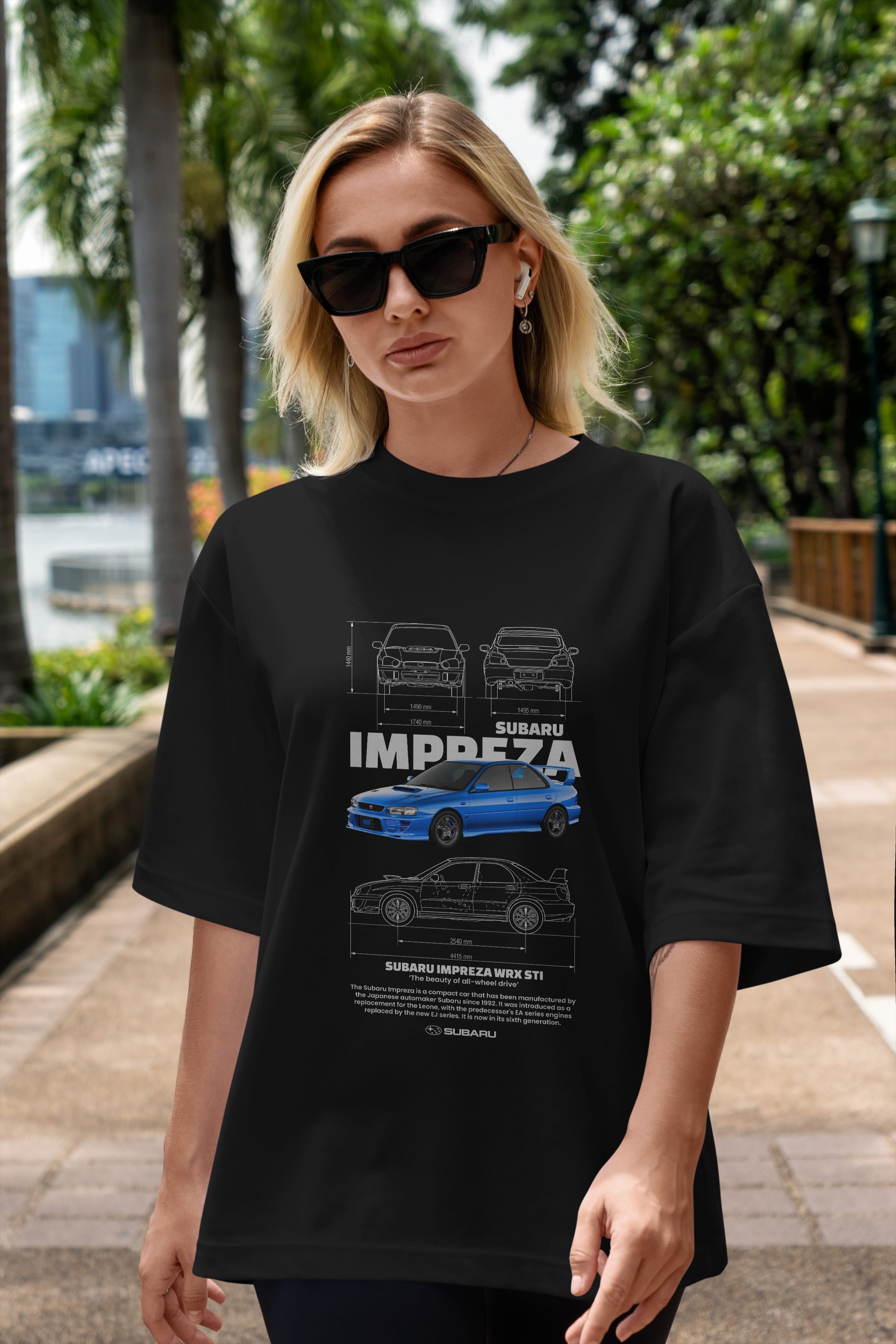 Subaru impreza wrx sti Ön Baskılı Oversize t-shirt Erkek Kadın Unisex %100 Pamuk Bisiklet Yaka tişort