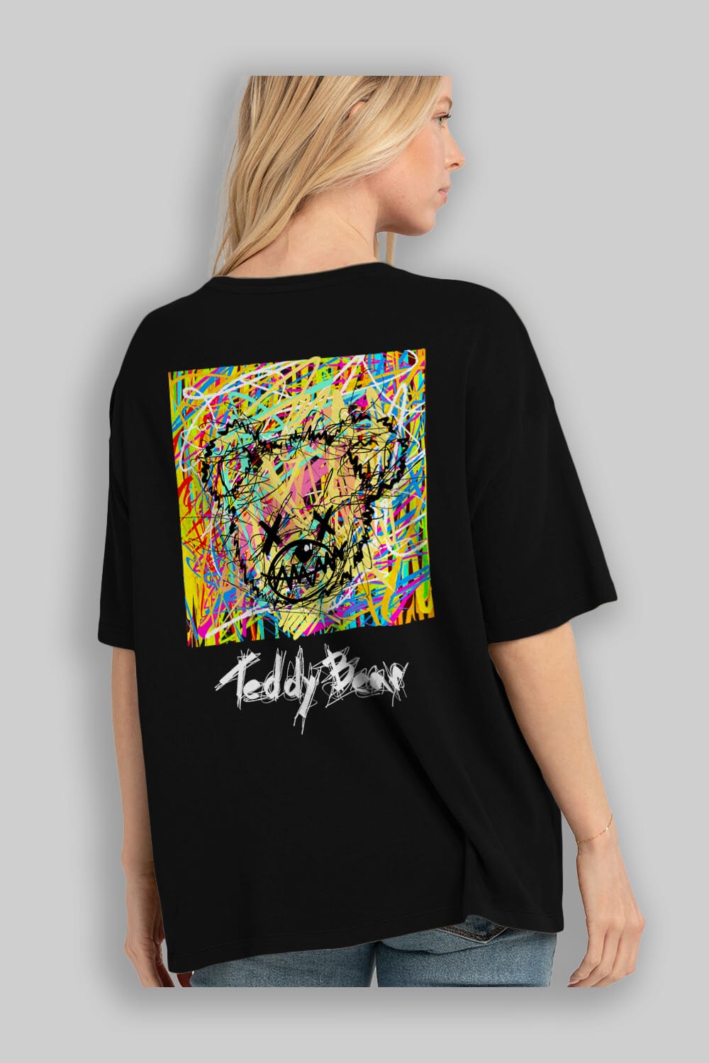 Teddy Bear 3 Arka Baskılı Oversize t-shirt Erkek Kadın Unisex